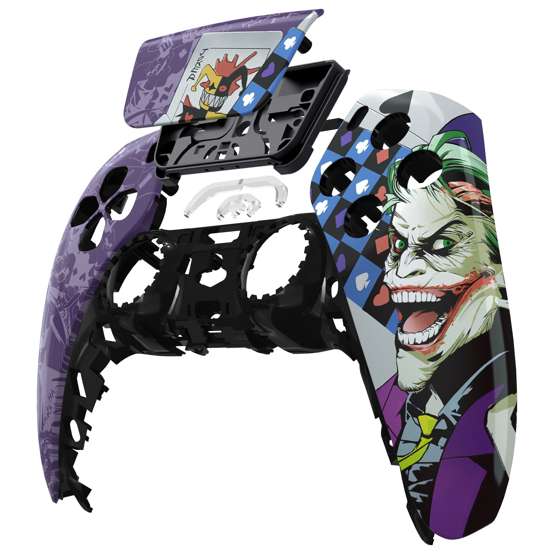 eXtremeRate Replacement Front Housing Shell with Touchpad Compatible with PS5 Controller BDM-010/020/030/040/050 - Clown Cards eXtremeRate