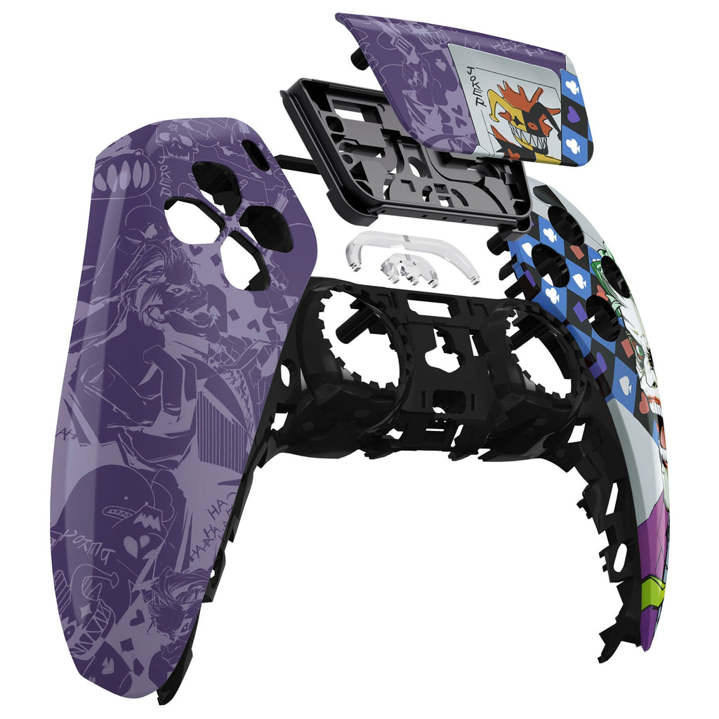 eXtremeRate Replacement Front Housing Shell with Touchpad Compatible with PS5 Controller BDM-010/020/030/040/050 - Clown Cards eXtremeRate
