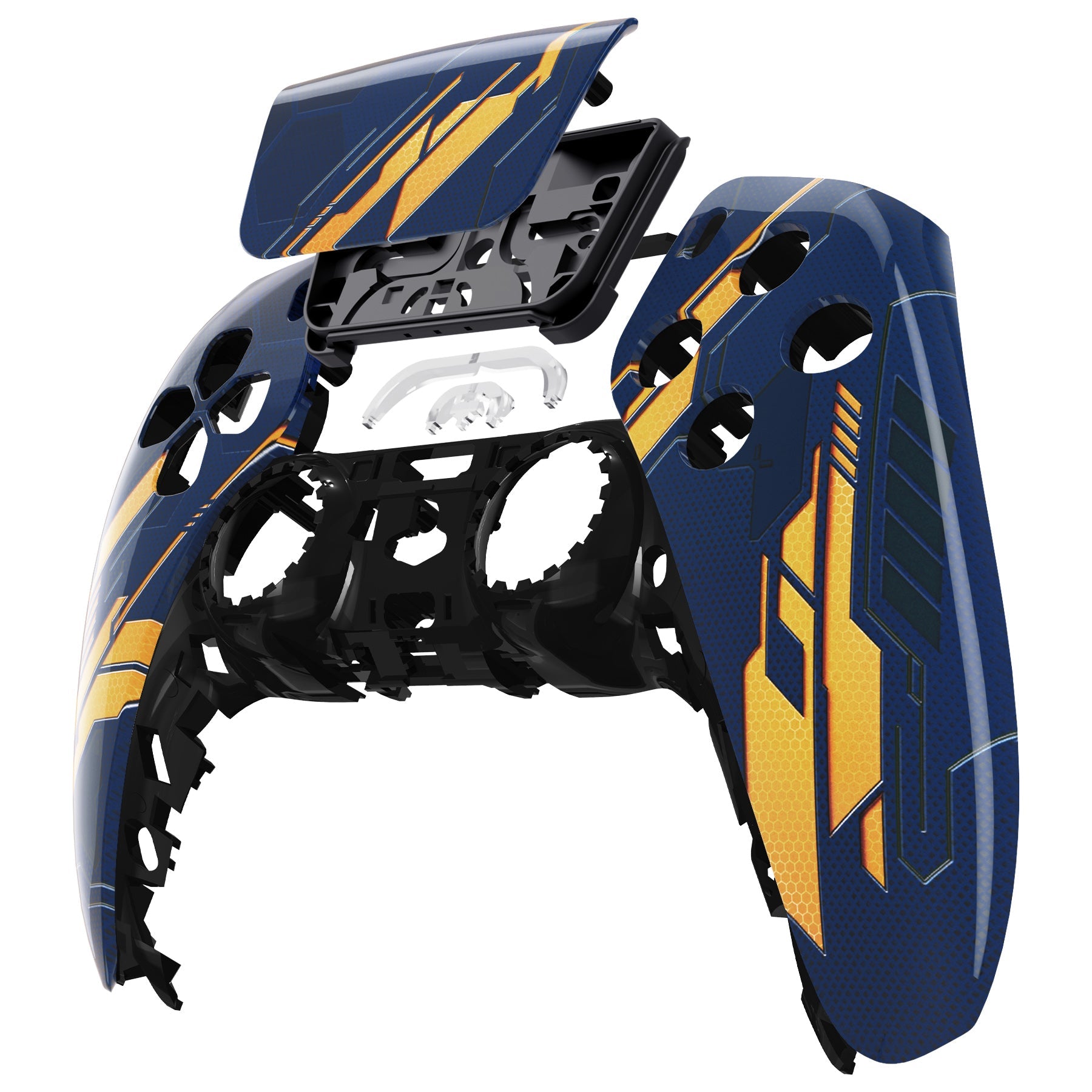 eXtremeRate Replacement Front Housing Shell with Touchpad Compatible with PS5 Controller BDM-010/020/030/040/050 - Glow in Dark Mecha - Orange eXtremeRate