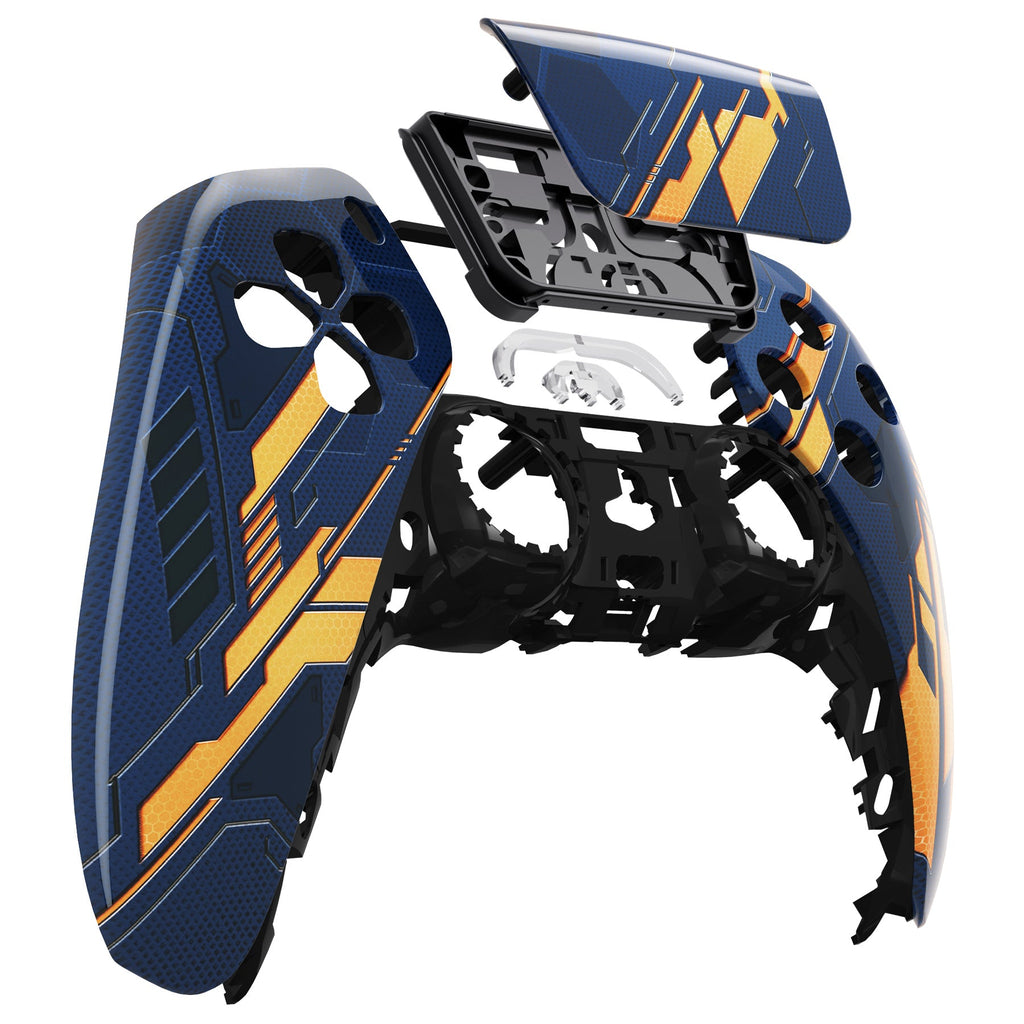 eXtremeRate Replacement Front Housing Shell with Touchpad Compatible with PS5 Controller BDM-010/020/030/040/050 - Glow in Dark Mecha - Orange eXtremeRate