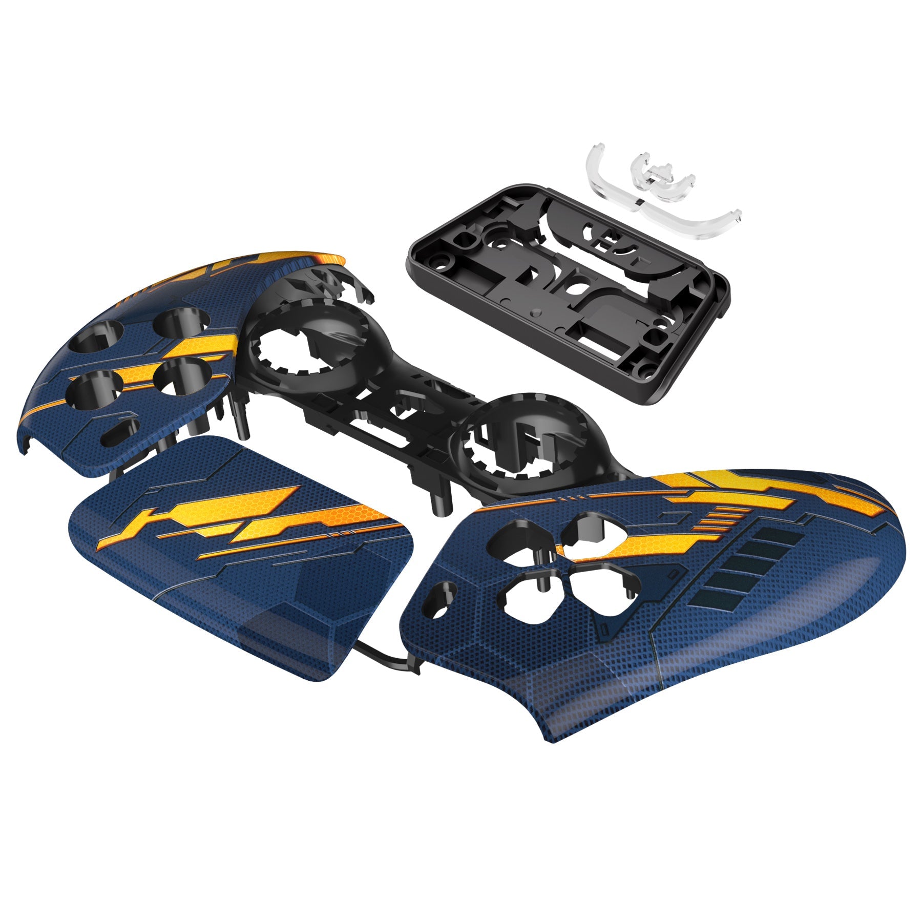 eXtremeRate Replacement Front Housing Shell with Touchpad Compatible with PS5 Controller BDM-010/020/030/040/050 - Glow in Dark Mecha - Orange eXtremeRate