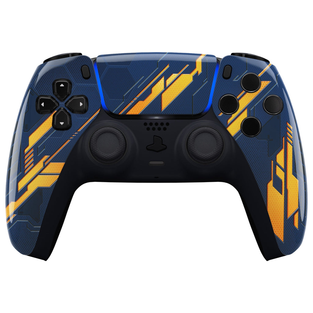 eXtremeRate Replacement Front Housing Shell with Touchpad Compatible with PS5 Controller BDM-010/020/030/040/050 - Glow in Dark Mecha - Orange eXtremeRate
