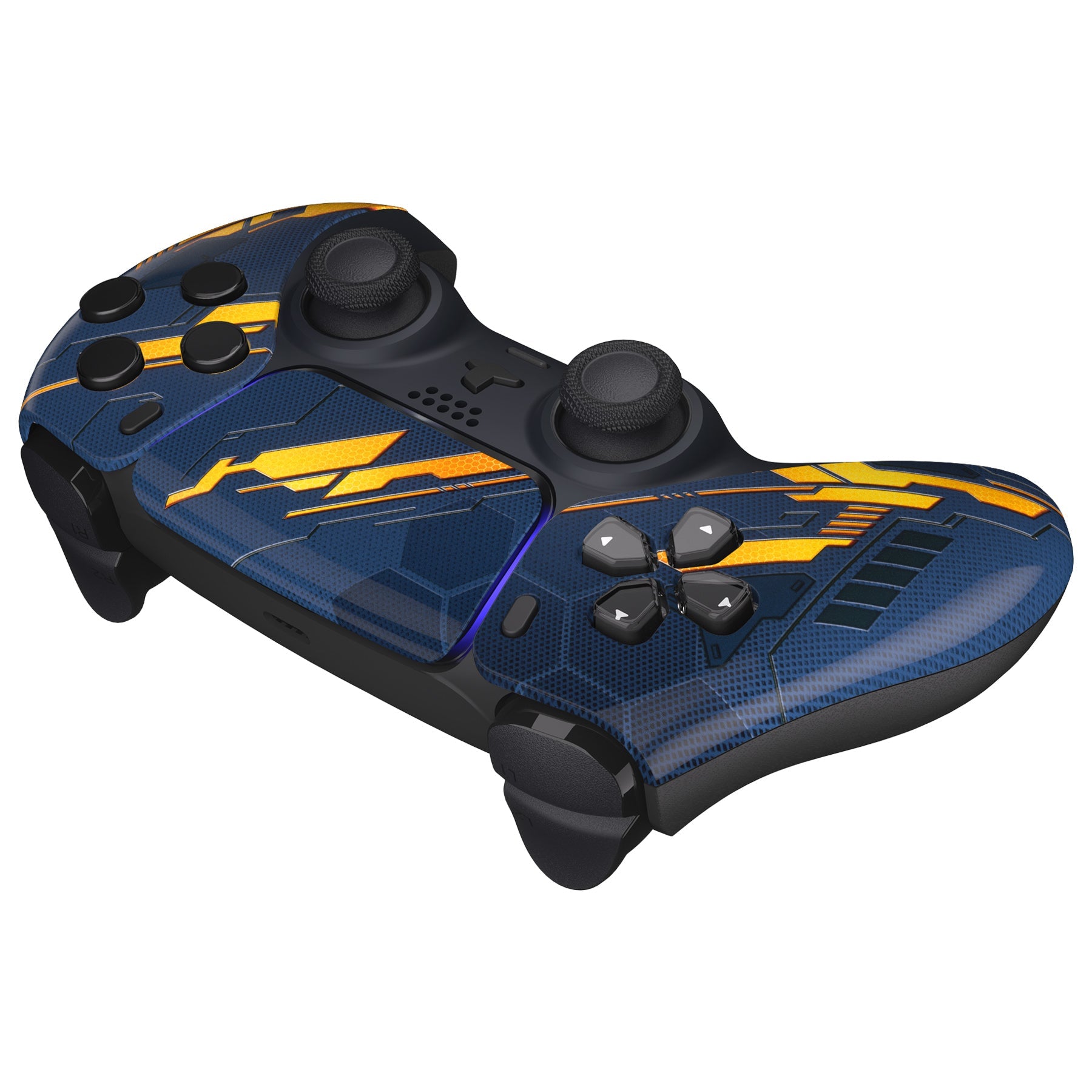eXtremeRate Replacement Front Housing Shell with Touchpad Compatible with PS5 Controller BDM-010/020/030/040/050 - Glow in Dark Mecha - Orange eXtremeRate