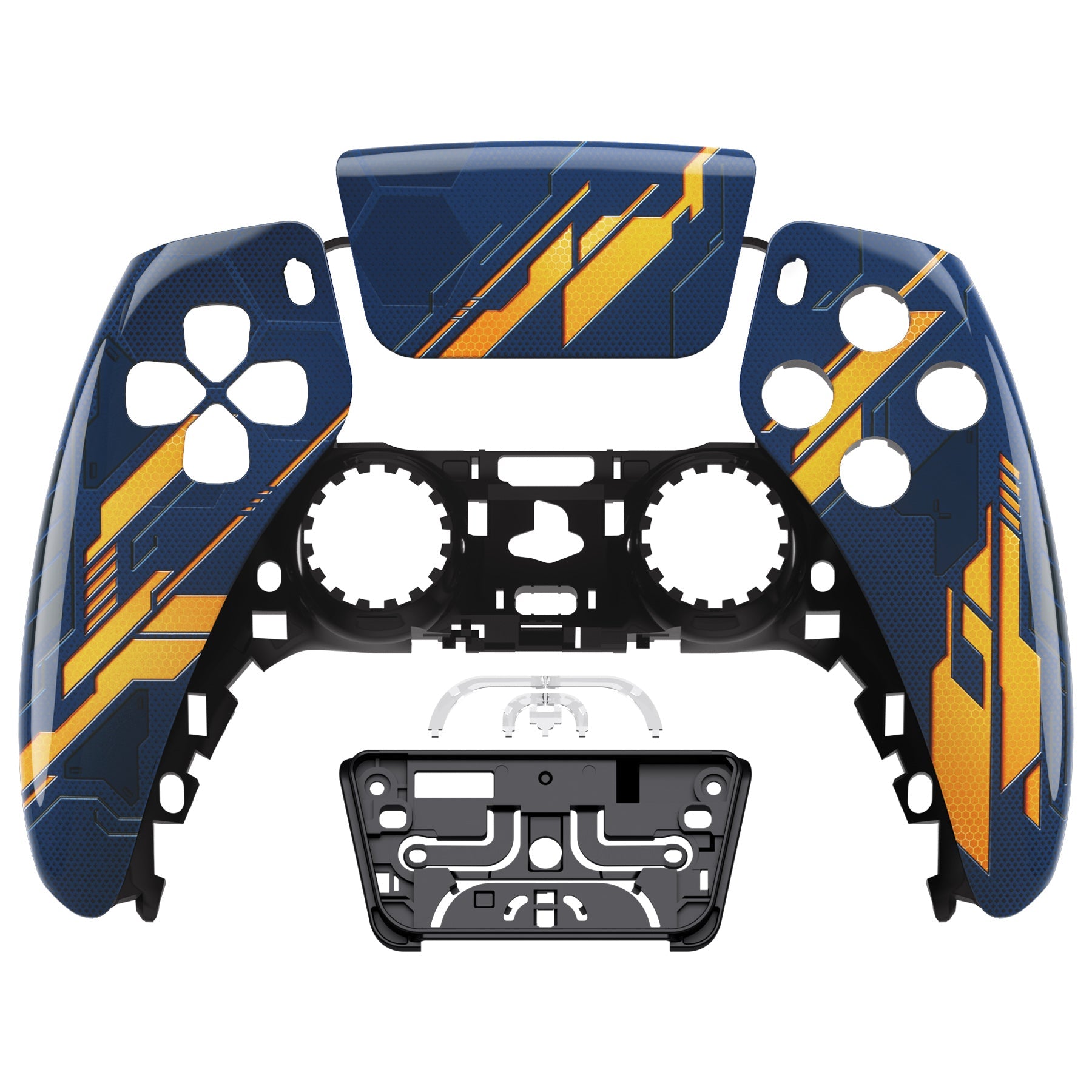 eXtremeRate Replacement Front Housing Shell with Touchpad Compatible with PS5 Controller BDM-010/020/030/040/050 - Glow in Dark Mecha - Orange eXtremeRate