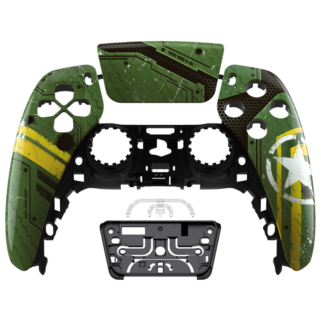eXtremeRate Replacement Front Housing Shell with Touchpad Compatible with PS5 Controller BDM-010/020/030/040/050 - Army Mecha eXtremeRate