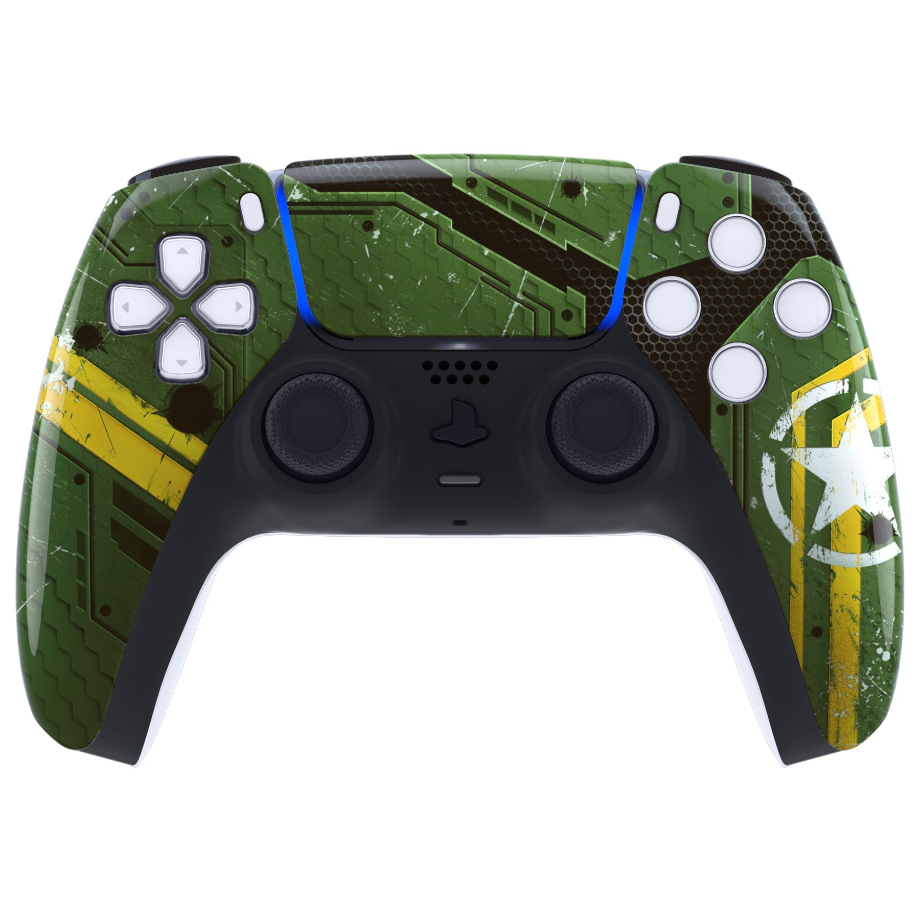 eXtremeRate Replacement Front Housing Shell with Touchpad Compatible with PS5 Controller BDM-010/020/030/040/050 - Army Mecha eXtremeRate