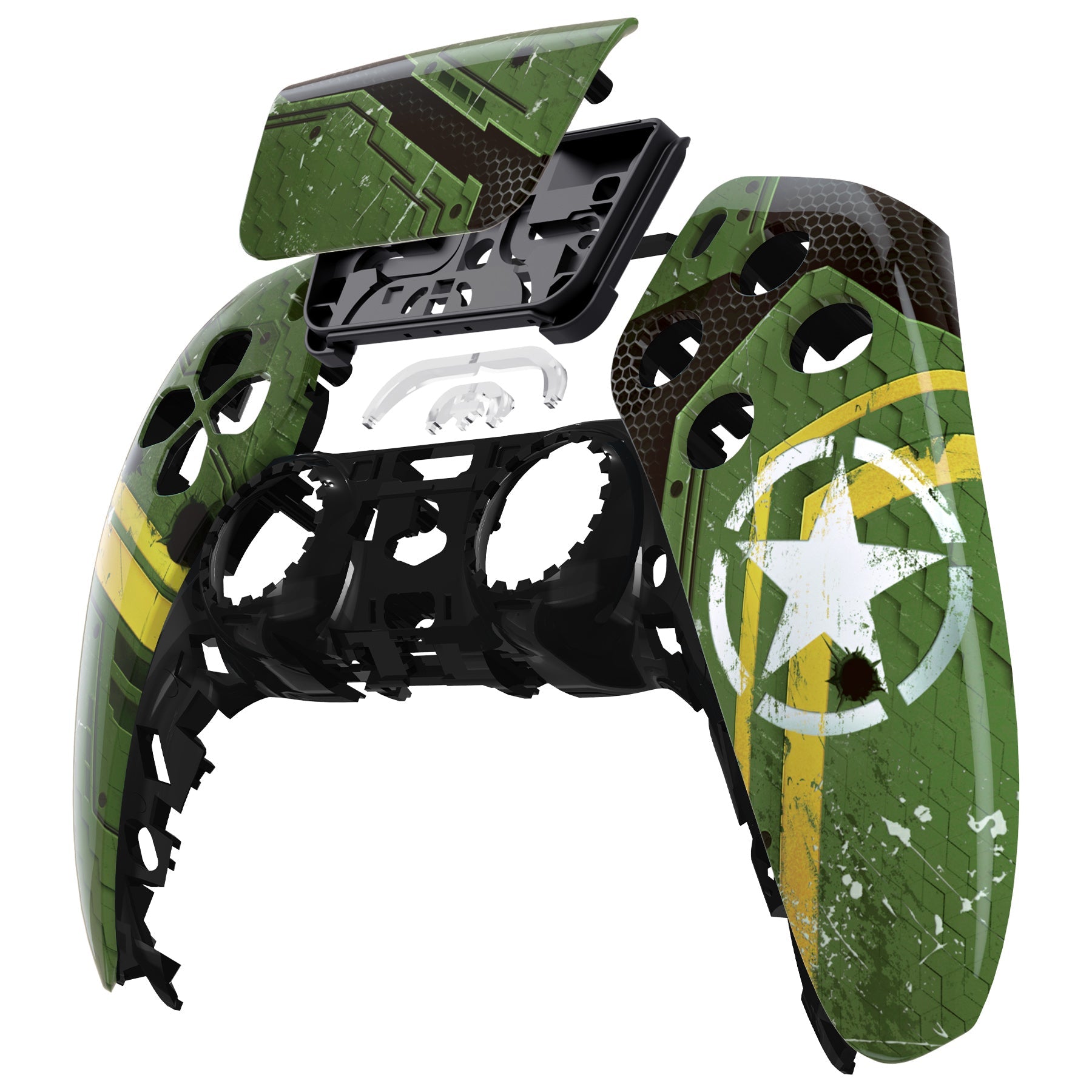 eXtremeRate Replacement Front Housing Shell with Touchpad Compatible with PS5 Controller BDM-010/020/030/040/050 - Army Mecha eXtremeRate