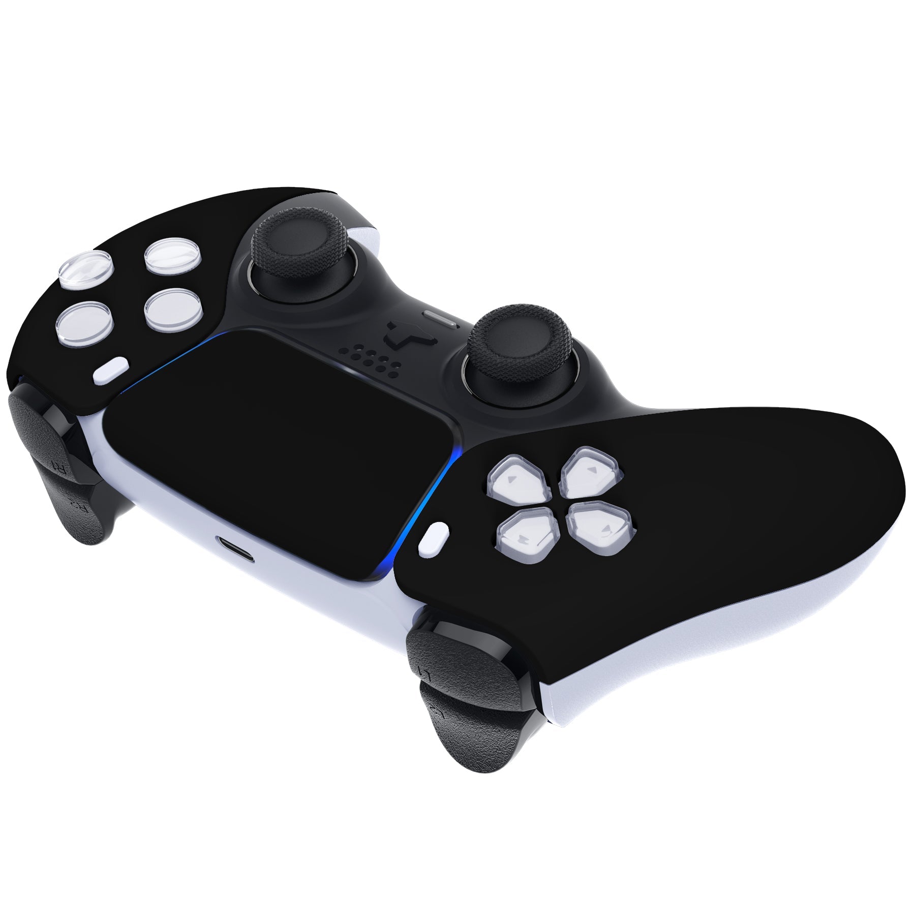 eXtremeRate Replacement Front Housing Shell with Touchpad Compatible with PS5 Controller BDM-010/020/030/040/050/060 - Black eXtremeRate