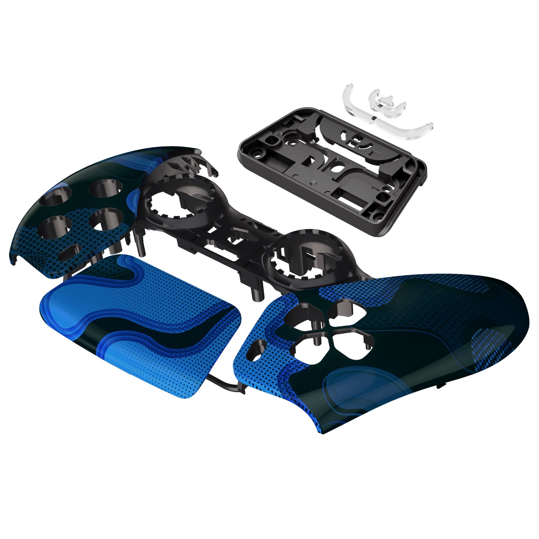 eXtremeRate Replacement Front Housing Shell with Touchpad Compatible with PS5 Controller BDM-010/020/030/040/050 - Blue Black Camouflage eXtremeRate