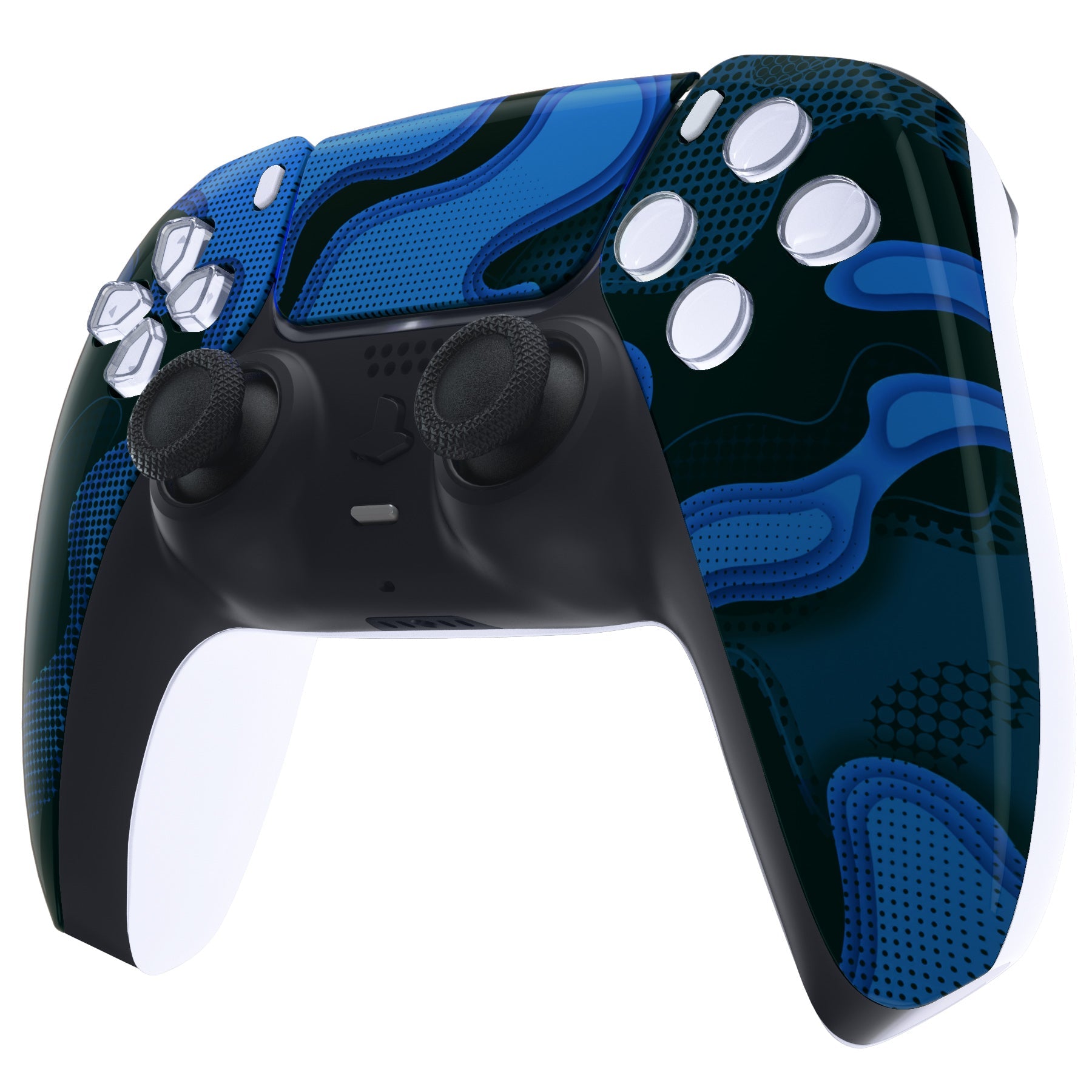 eXtremeRate Replacement Front Housing Shell with Touchpad Compatible with PS5 Controller BDM-010/020/030/040/050 - Blue Black Camouflage eXtremeRate