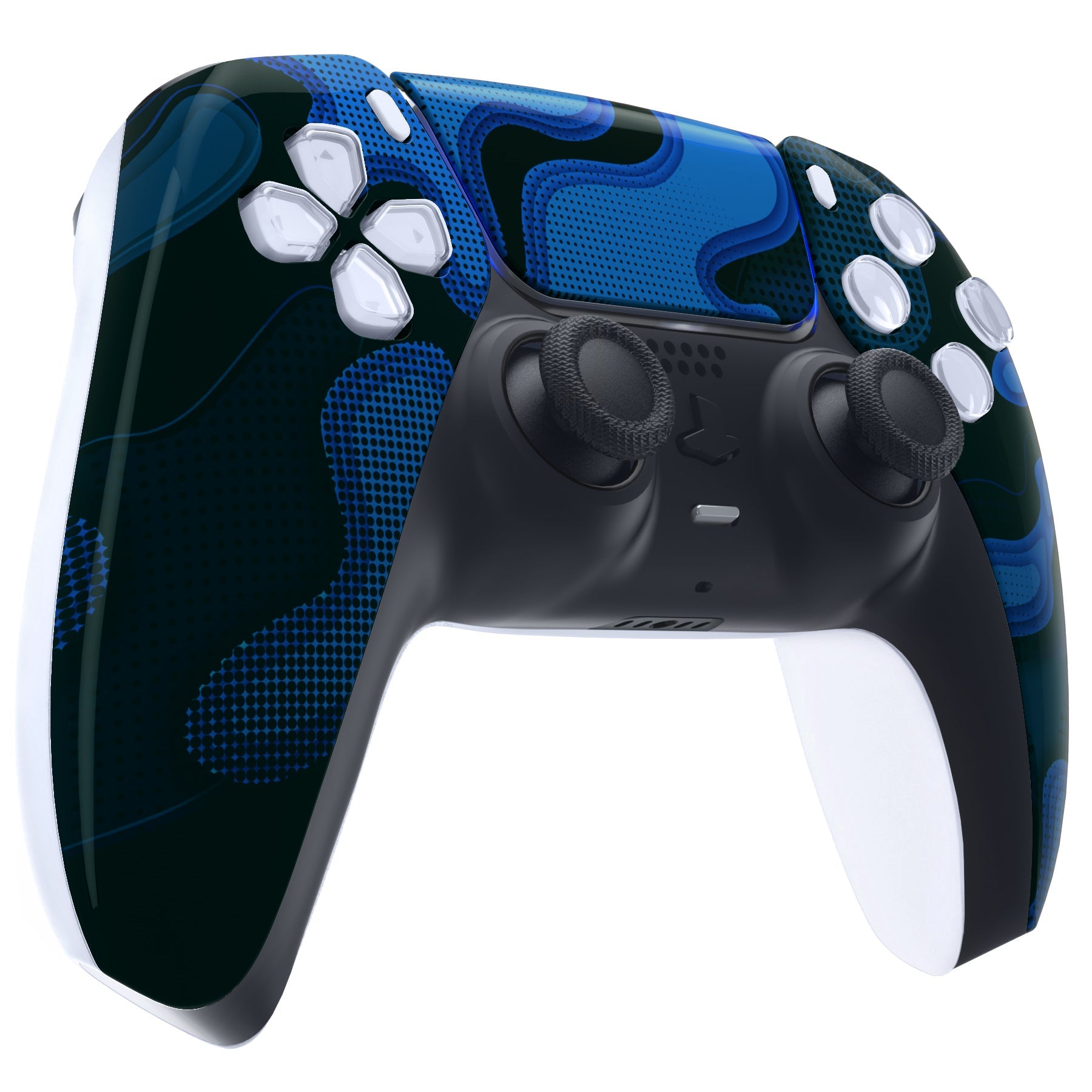 eXtremeRate Replacement Front Housing Shell with Touchpad Compatible with PS5 Controller BDM-010/020/030/040/050 - Blue Black Camouflage eXtremeRate