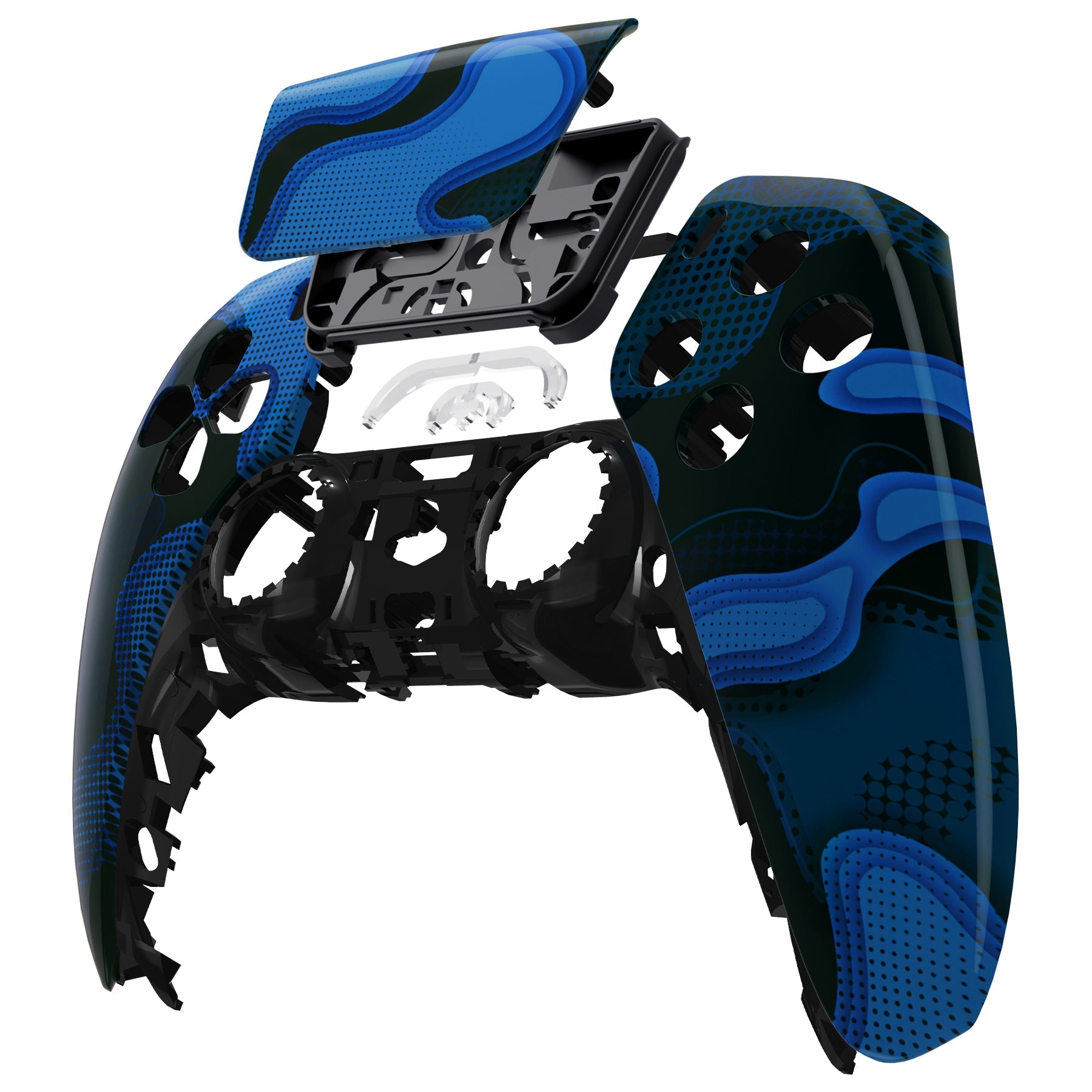 eXtremeRate Replacement Front Housing Shell with Touchpad Compatible with PS5 Controller BDM-010/020/030/040/050 - Blue Black Camouflage eXtremeRate