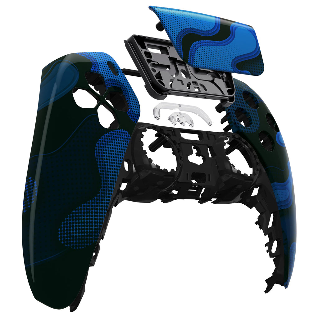 eXtremeRate Replacement Front Housing Shell with Touchpad Compatible with PS5 Controller BDM-010/020/030/040/050 - Blue Black Camouflage eXtremeRate