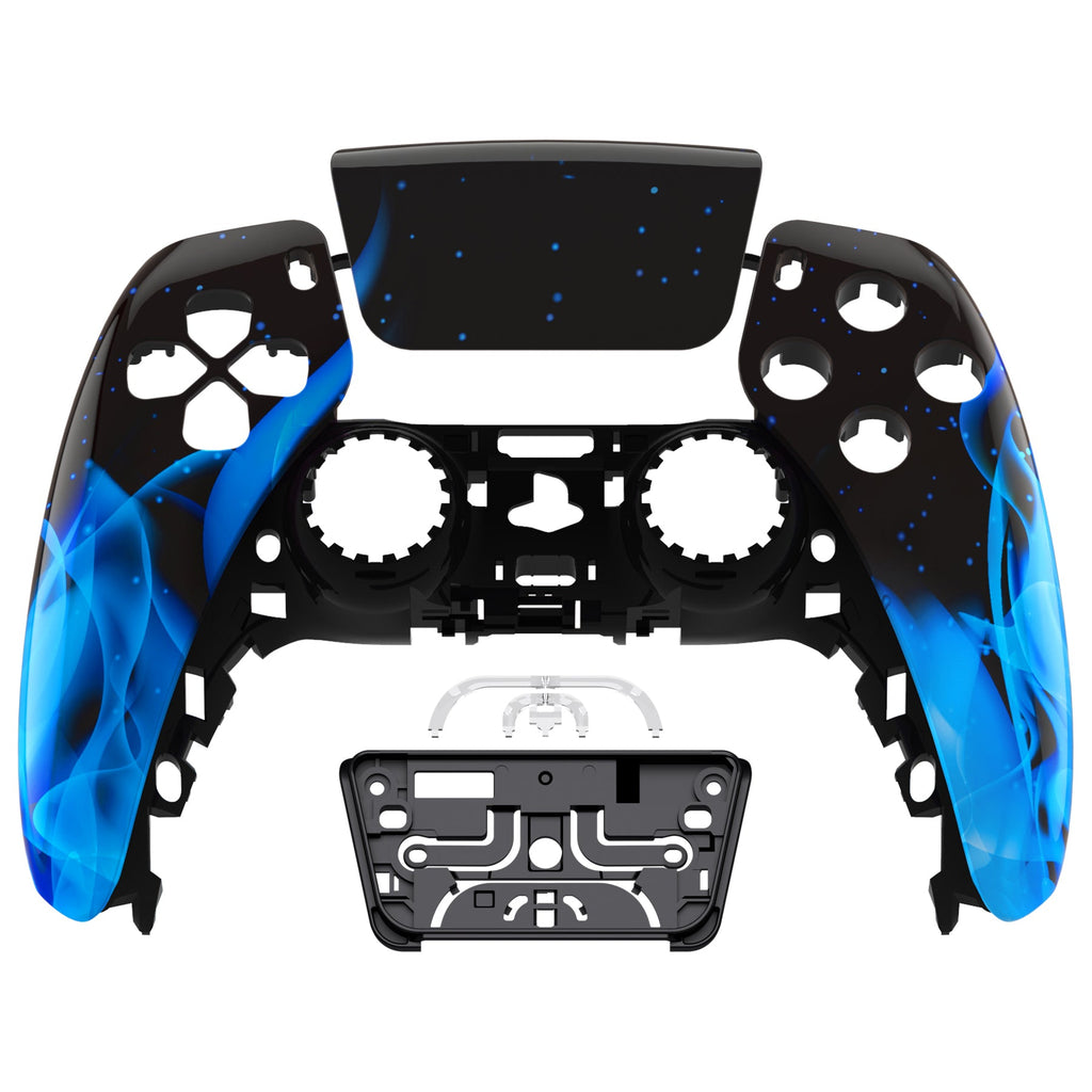 eXtremeRate Replacement Front Housing Shell with Touchpad Compatible with PS5 Controller BDM-010/020/030/040/050/060 - Blue Flame eXtremeRate