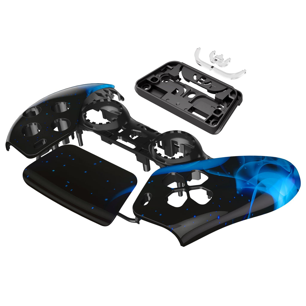 eXtremeRate Replacement Front Housing Shell with Touchpad Compatible with PS5 Controller BDM-010/020/030/040/050/060 - Blue Flame eXtremeRate