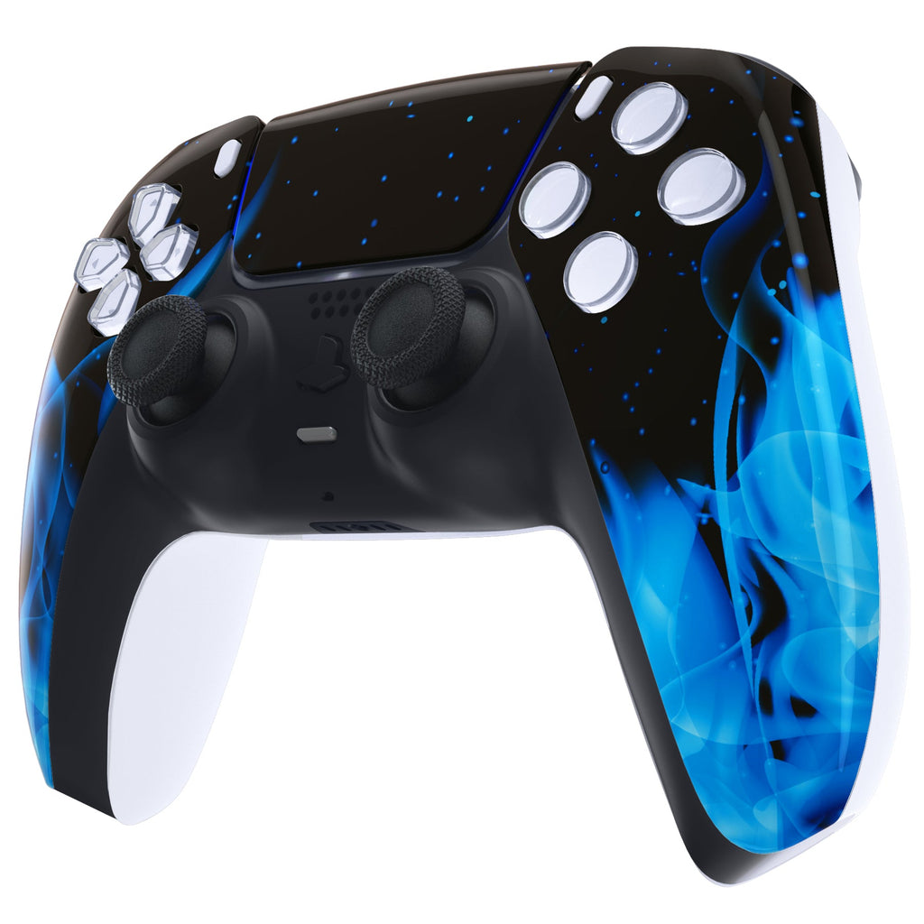 eXtremeRate Replacement Front Housing Shell with Touchpad Compatible with PS5 Controller BDM-010/020/030/040/050/060 - Blue Flame eXtremeRate