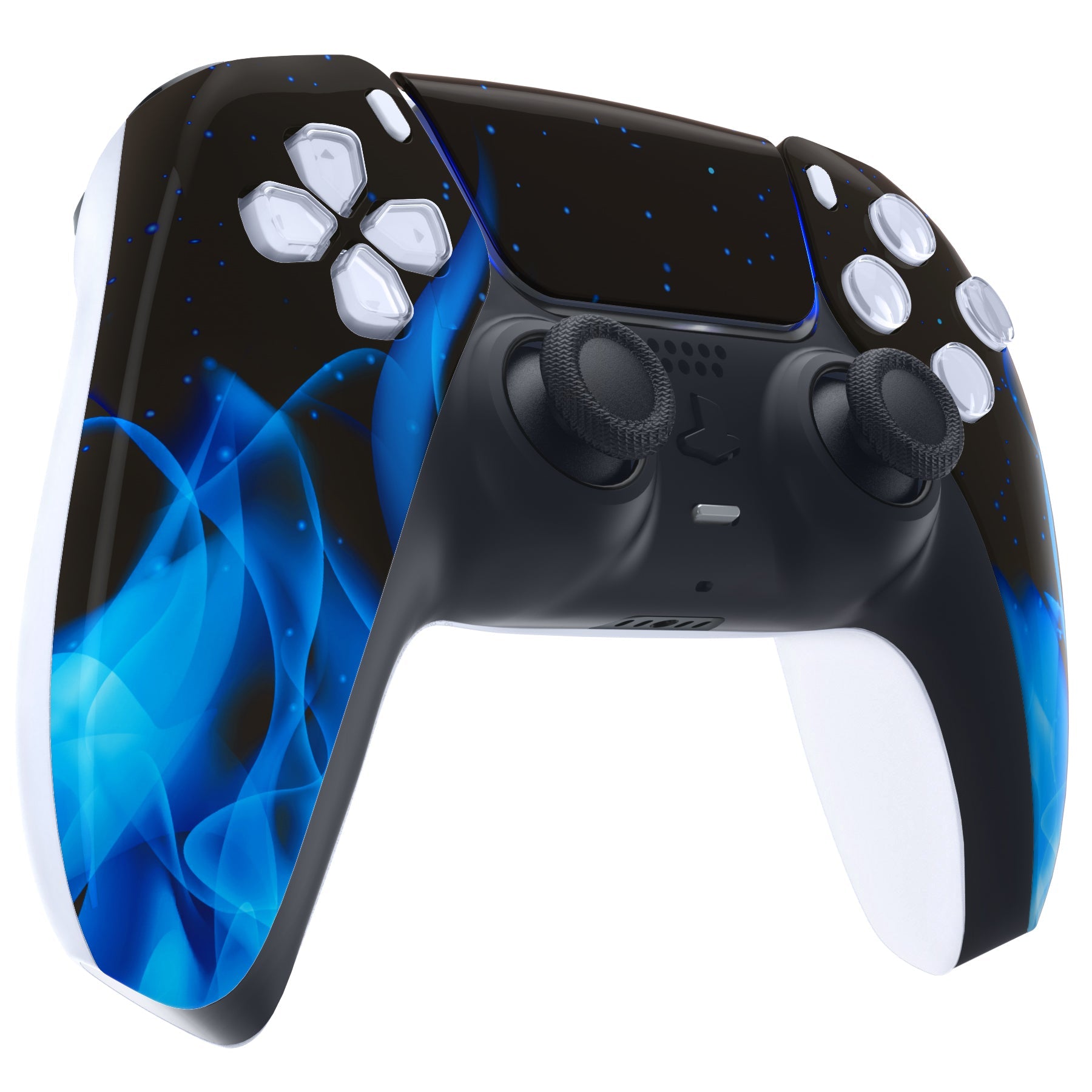 eXtremeRate Replacement Front Housing Shell with Touchpad Compatible with PS5 Controller BDM-010/020/030/040/050/060 - Blue Flame eXtremeRate