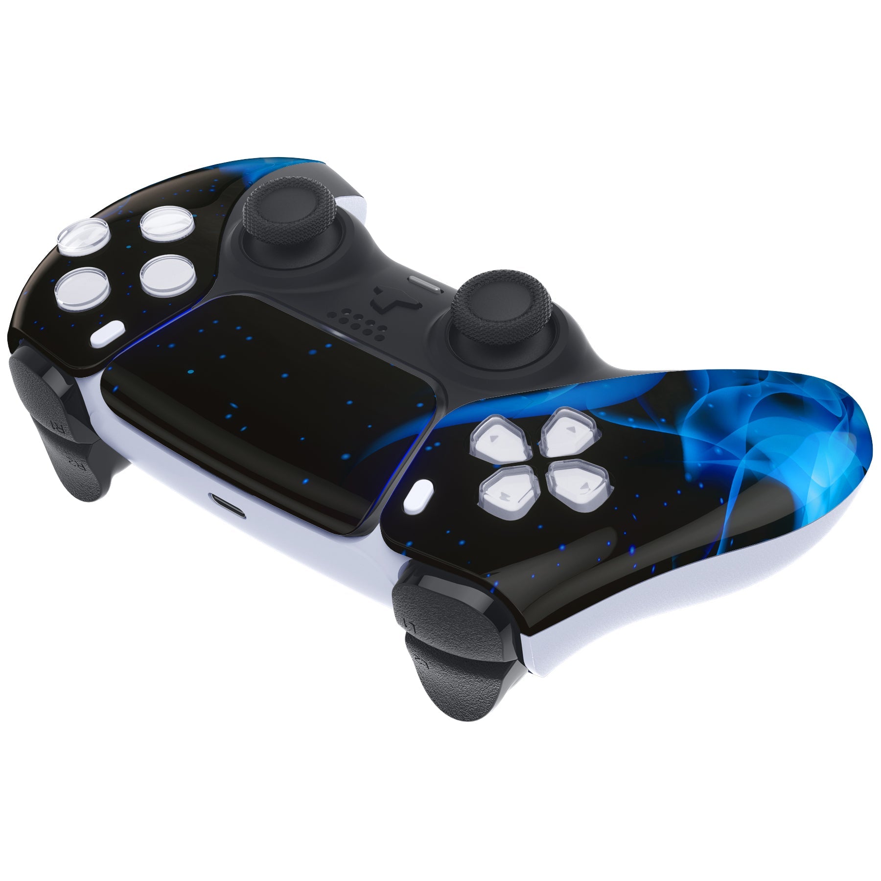 eXtremeRate Replacement Front Housing Shell with Touchpad Compatible with PS5 Controller BDM-010/020/030/040/050/060 - Blue Flame eXtremeRate