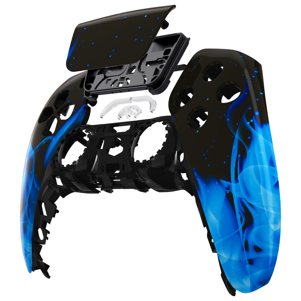 eXtremeRate Replacement Front Housing Shell with Touchpad Compatible with PS5 Controller BDM-010/020/030/040/050/060 - Blue Flame eXtremeRate