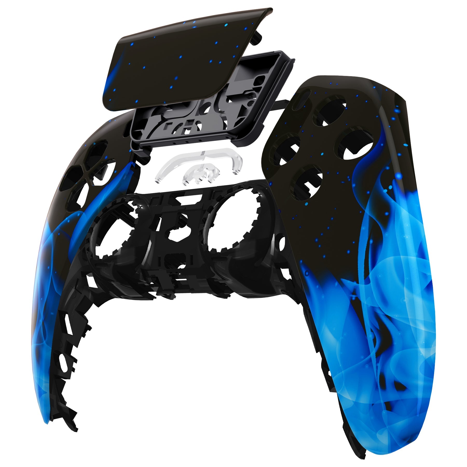 eXtremeRate Replacement Front Housing Shell with Touchpad Compatible with PS5 Controller BDM-010/020/030/040/050/060 - Blue Flame eXtremeRate