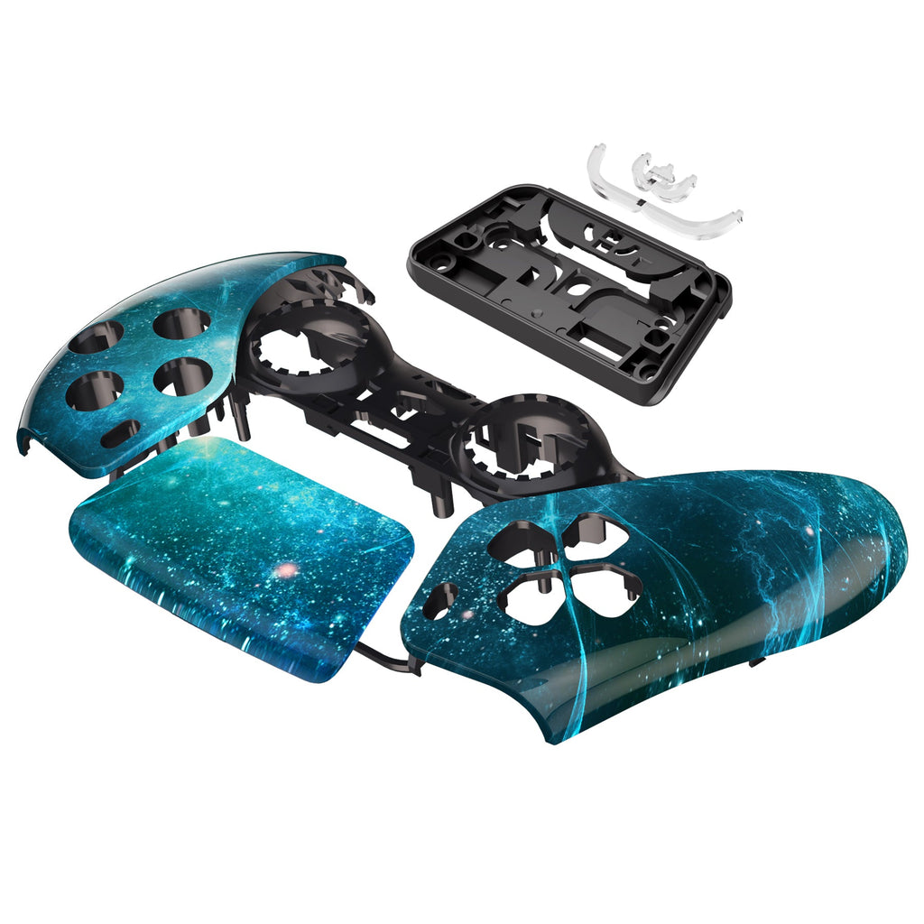 eXtremeRate Replacement Front Housing Shell with Touchpad Compatible with PS5 Controller BDM-010/020/030/040/050 - Blue Nebula eXtremeRate