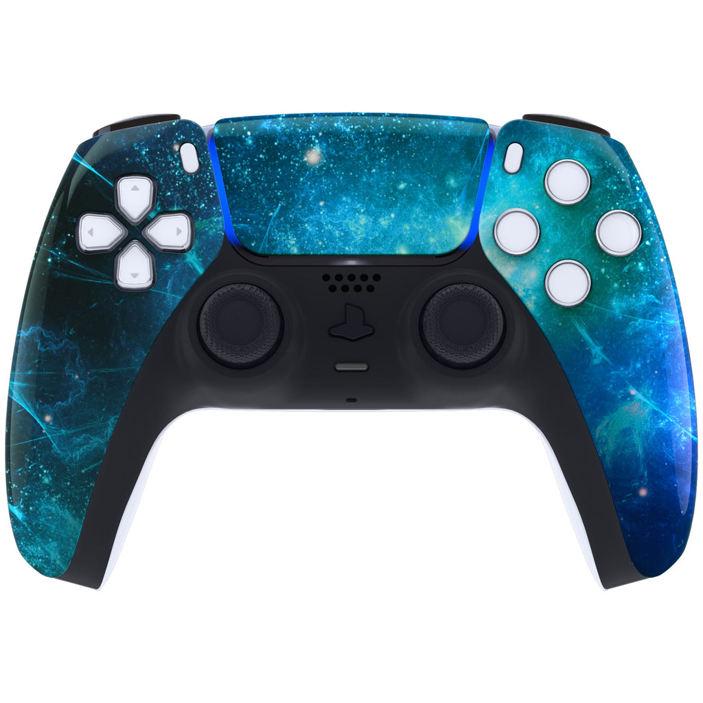 eXtremeRate Replacement Front Housing Shell with Touchpad Compatible with PS5 Controller BDM-010/020/030/040/050 - Blue Nebula eXtremeRate