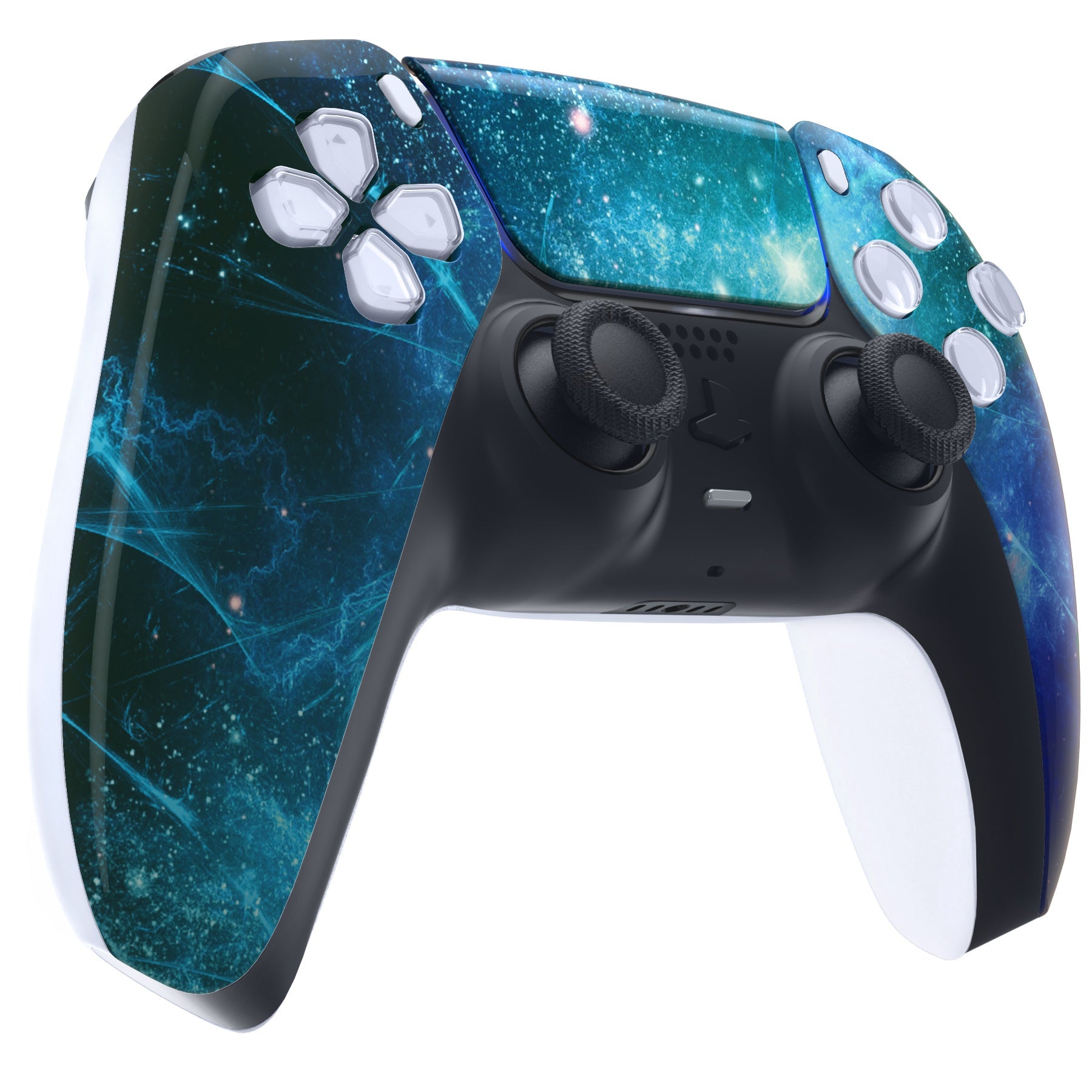 eXtremeRate Replacement Front Housing Shell with Touchpad Compatible with PS5 Controller BDM-010/020/030/040/050 - Blue Nebula eXtremeRate
