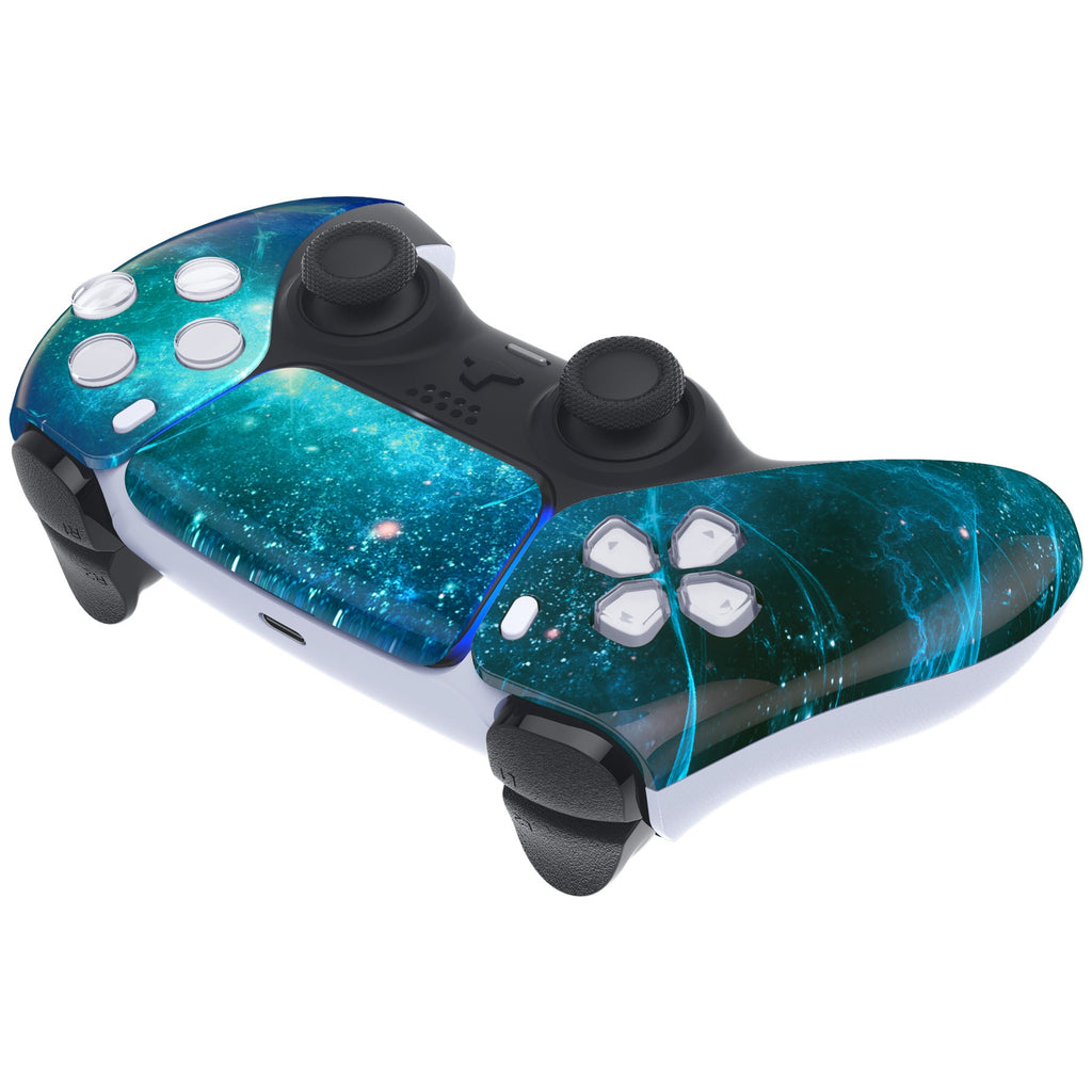 eXtremeRate Replacement Front Housing Shell with Touchpad Compatible with PS5 Controller BDM-010/020/030/040/050 - Blue Nebula eXtremeRate