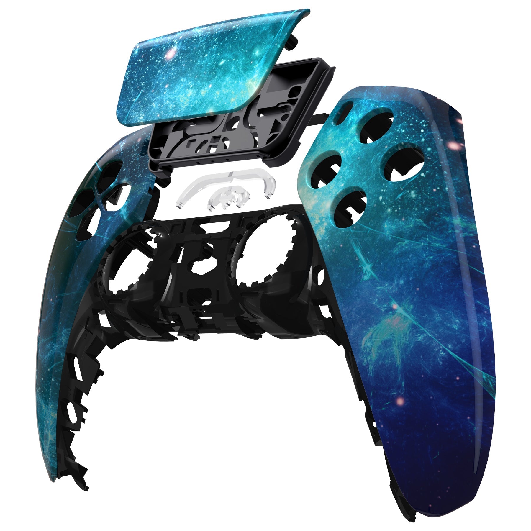 eXtremeRate Replacement Front Housing Shell with Touchpad Compatible with PS5 Controller BDM-010/020/030/040/050 - Blue Nebula eXtremeRate