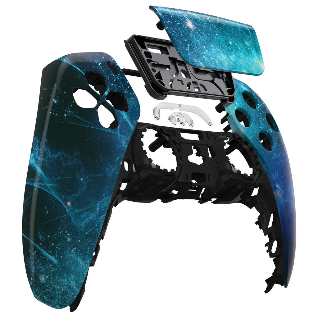 eXtremeRate Replacement Front Housing Shell with Touchpad Compatible with PS5 Controller BDM-010/020/030/040/050 - Blue Nebula eXtremeRate