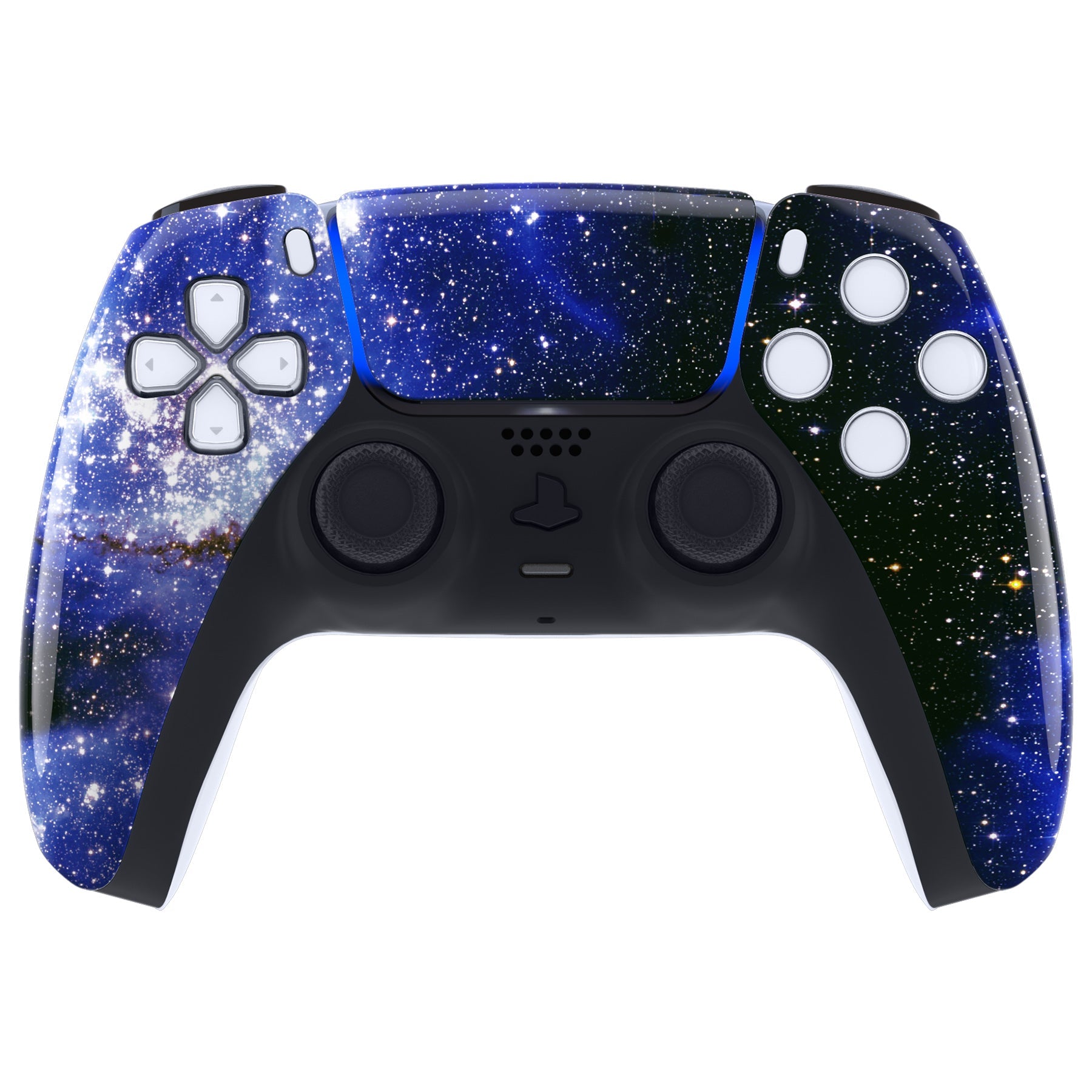 eXtremeRate Replacement Front Housing Shell with Touchpad Compatible with PS5 Controller BDM-010/020/030/040/050 - Blue Universe eXtremeRate