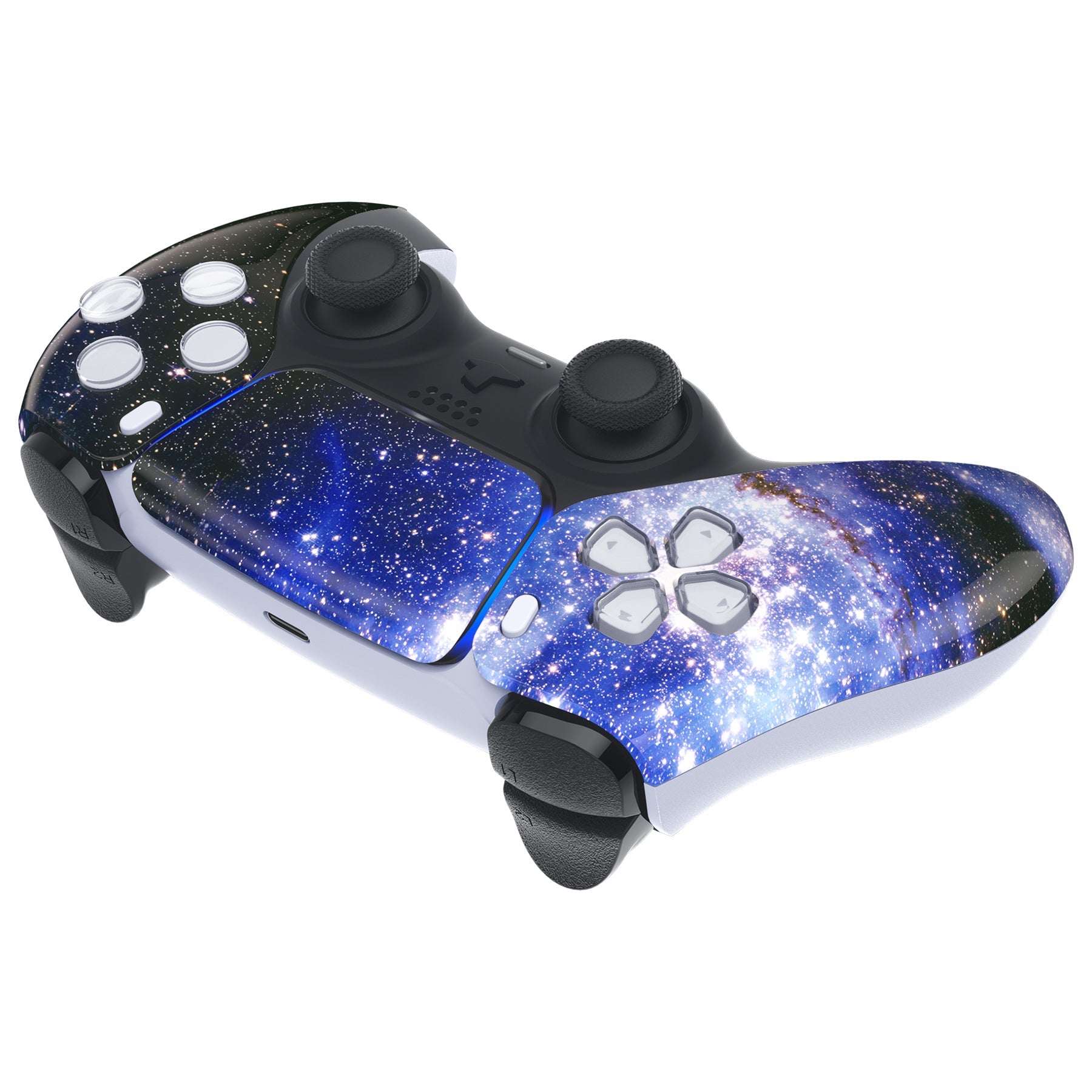 eXtremeRate Replacement Front Housing Shell with Touchpad Compatible with PS5 Controller BDM-010/020/030/040/050 - Blue Universe eXtremeRate