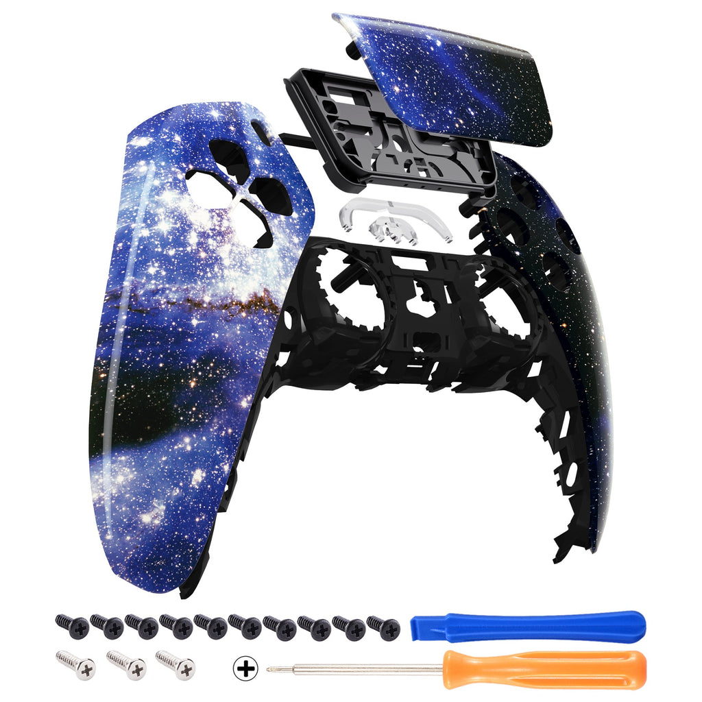eXtremeRate Replacement Front Housing Shell with Touchpad Compatible with PS5 Controller BDM-010/020/030/040/050 - Blue Universe eXtremeRate