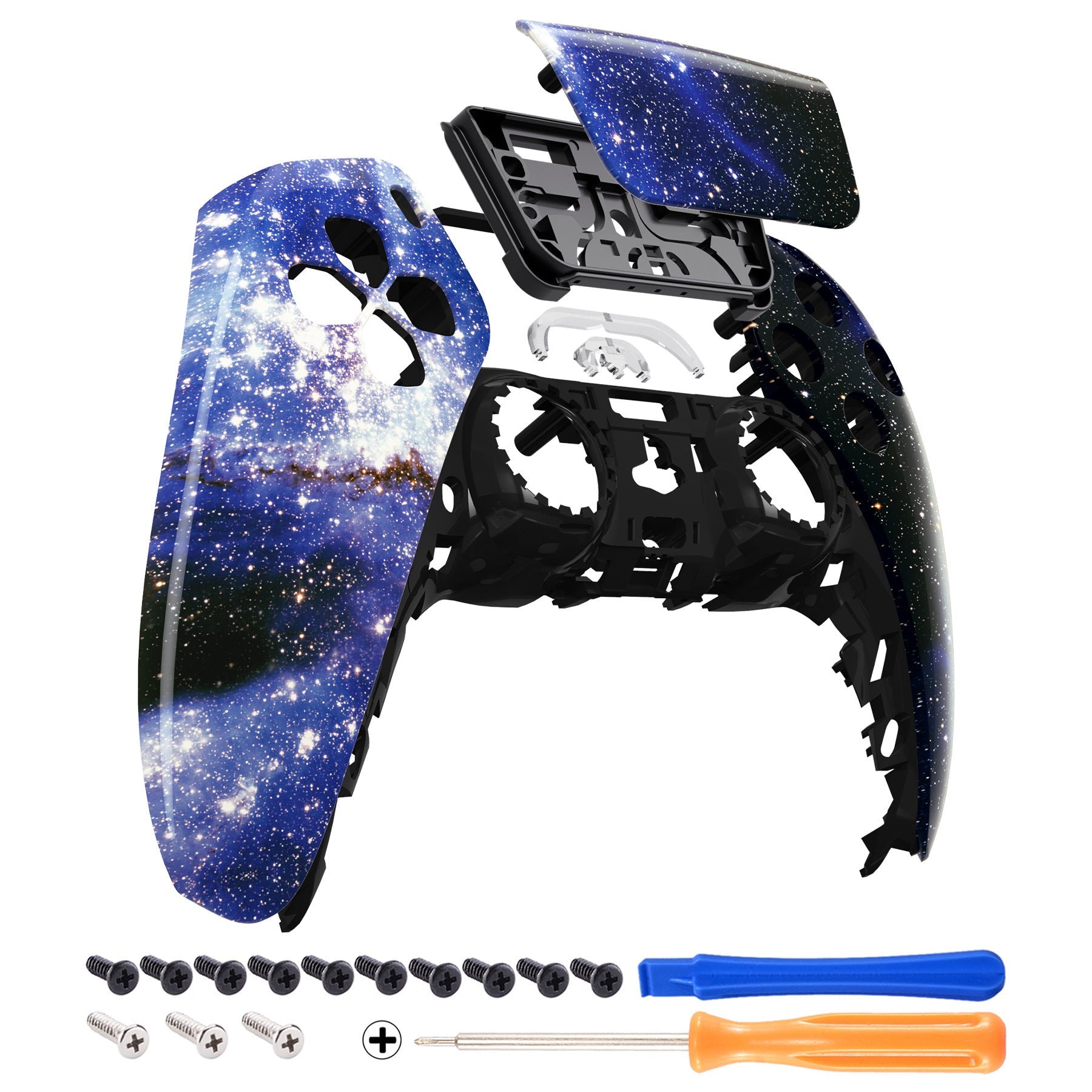 eXtremeRate Replacement Front Housing Shell with Touchpad Compatible with PS5 Controller BDM-010/020/030/040/050 - Blue Universe eXtremeRate