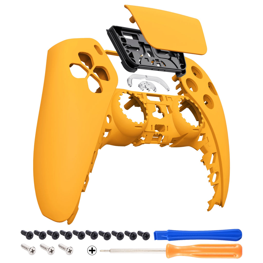 eXtremeRate Replacement Front Housing Shell with Touchpad Compatible with PS5 Controller BDM-010/020/030/040/050 - Caution Yellow eXtremeRate