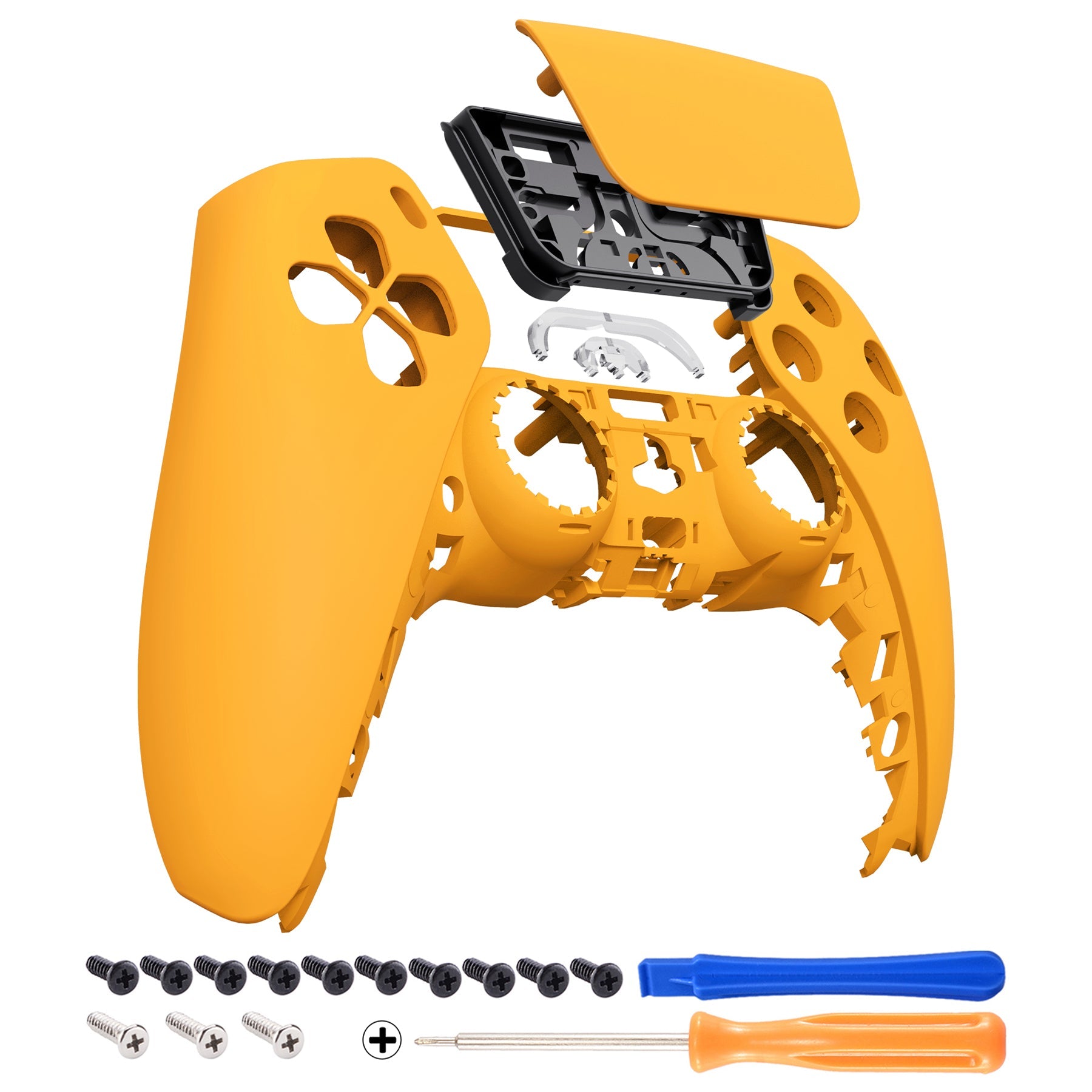 eXtremeRate Replacement Front Housing Shell with Touchpad Compatible with PS5 Controller BDM-010/020/030/040/050 - Caution Yellow eXtremeRate
