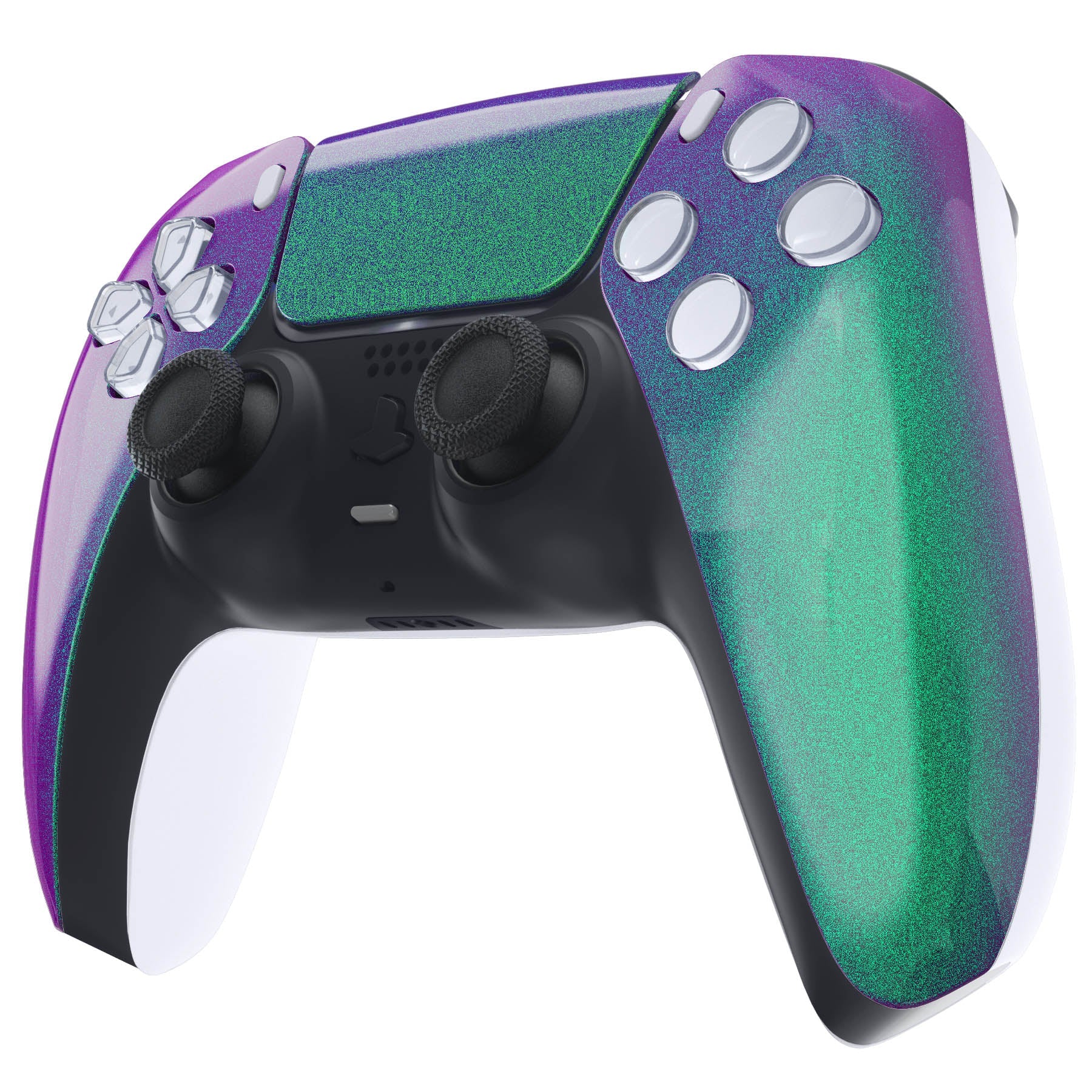 eXtremeRate Replacement Front Housing Shell with Touchpad Compatible with PS5 Controller BDM-010/020/030/040/050 - Chameleon Green Purple eXtremeRate
