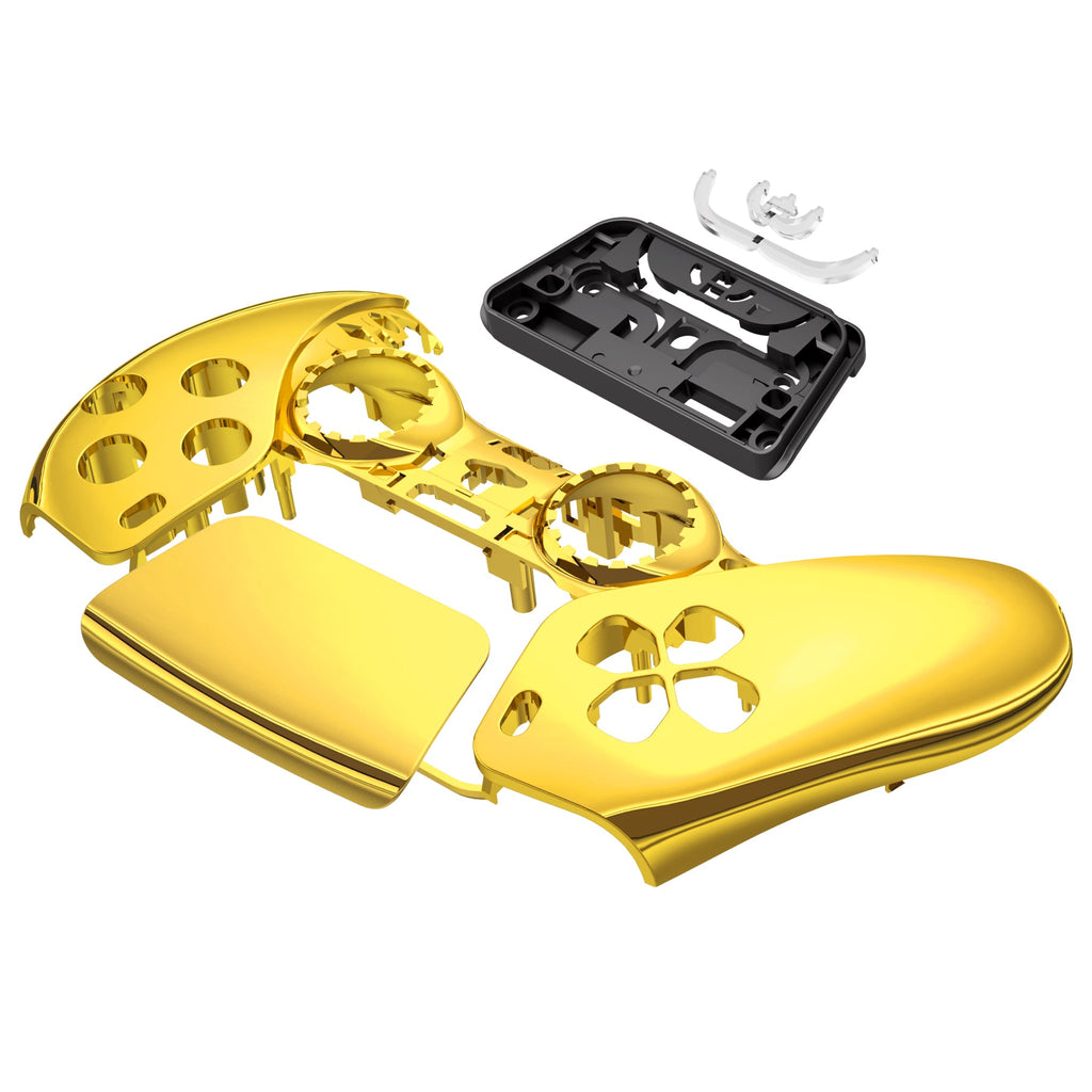 eXtremeRate Replacement Front Housing Shell with Touchpad Compatible with PS5 Controller BDM-010/020/030/040/050/060 - Chrome Gold eXtremeRate