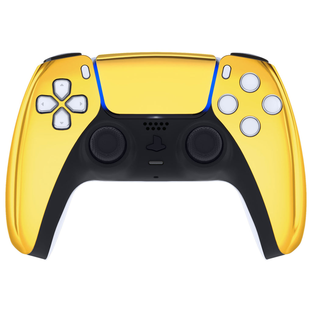eXtremeRate Replacement Front Housing Shell with Touchpad Compatible with PS5 Controller BDM-010/020/030/040/050/060 - Chrome Gold eXtremeRate