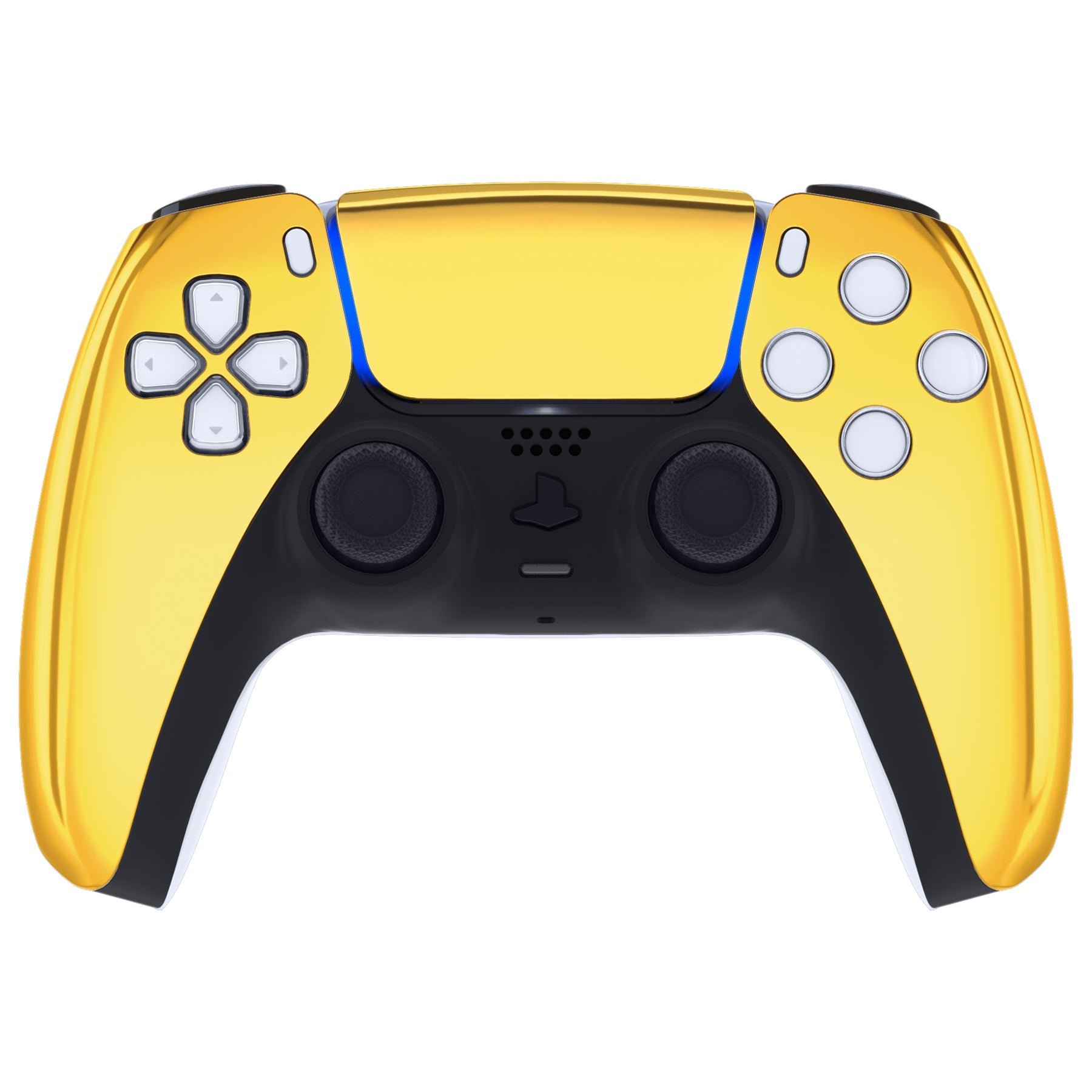 eXtremeRate Replacement Front Housing Shell with Touchpad Compatible with PS5 Controller BDM-010/020/030/040/050/060 - Chrome Gold eXtremeRate