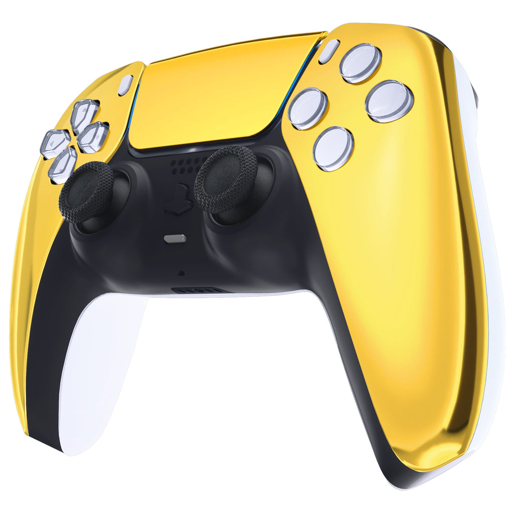eXtremeRate Replacement Front Housing Shell with Touchpad Compatible with PS5 Controller BDM-010/020/030/040/050/060 - Chrome Gold eXtremeRate