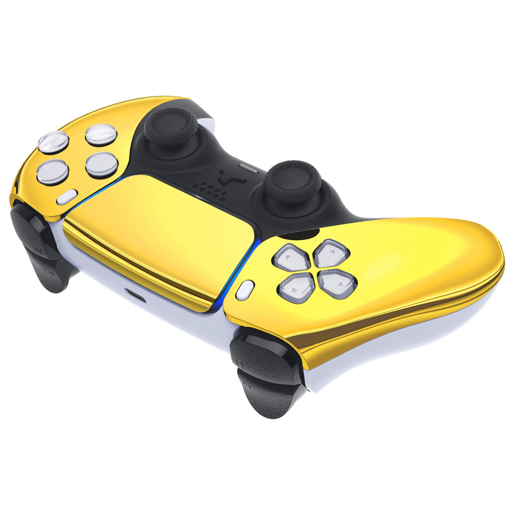 eXtremeRate Replacement Front Housing Shell with Touchpad Compatible with PS5 Controller BDM-010/020/030/040/050/060 - Chrome Gold eXtremeRate