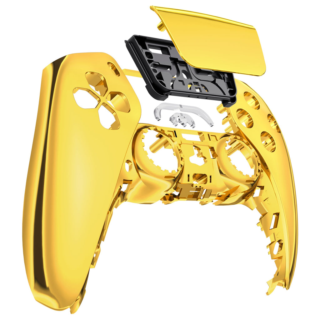 eXtremeRate Replacement Front Housing Shell with Touchpad Compatible with PS5 Controller BDM-010/020/030/040/050/060 - Chrome Gold eXtremeRate