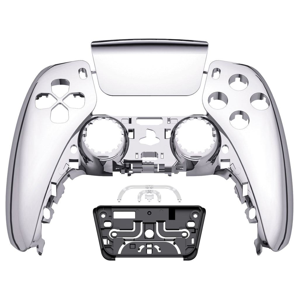 eXtremeRate Replacement Front Housing Shell with Touchpad Compatible with PS5 Controller BDM-010/020/030/040/050 - Chrome Silver eXtremeRate