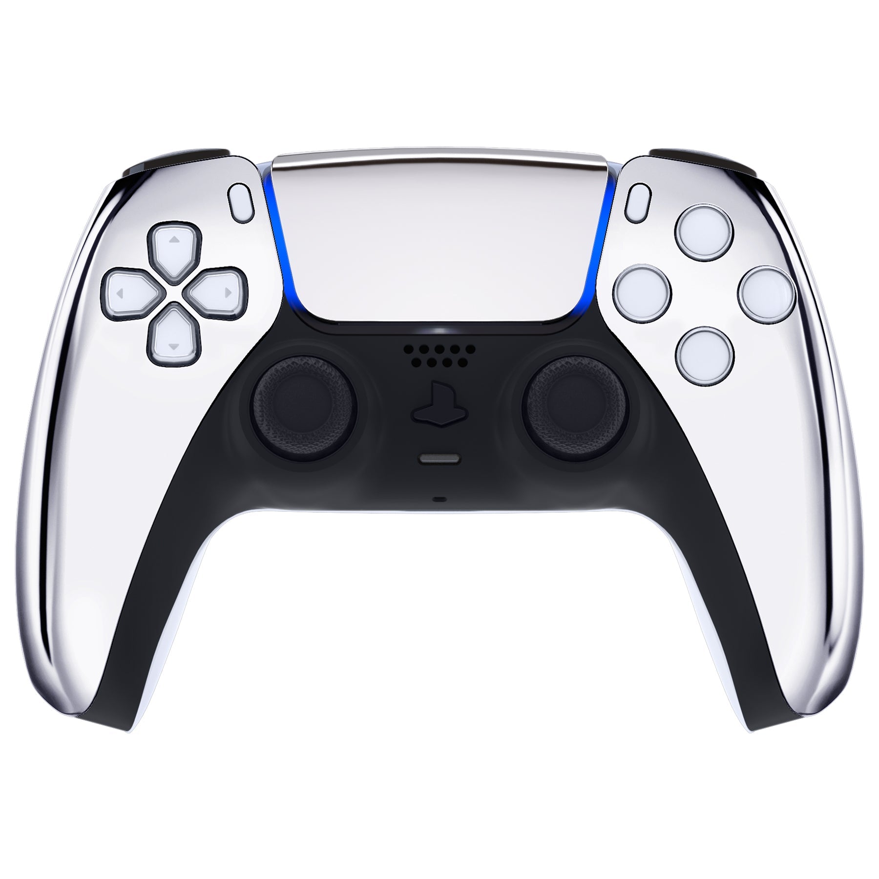 eXtremeRate Replacement Front Housing Shell with Touchpad Compatible with PS5 Controller BDM-010/020/030/040/050 - Chrome Silver eXtremeRate