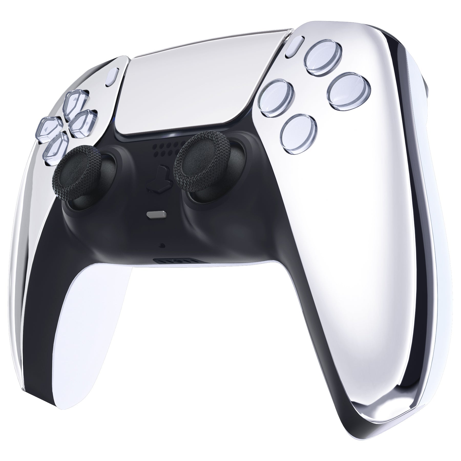 eXtremeRate Replacement Front Housing Shell with Touchpad Compatible with PS5 Controller BDM-010/020/030/040/050 - Chrome Silver eXtremeRate