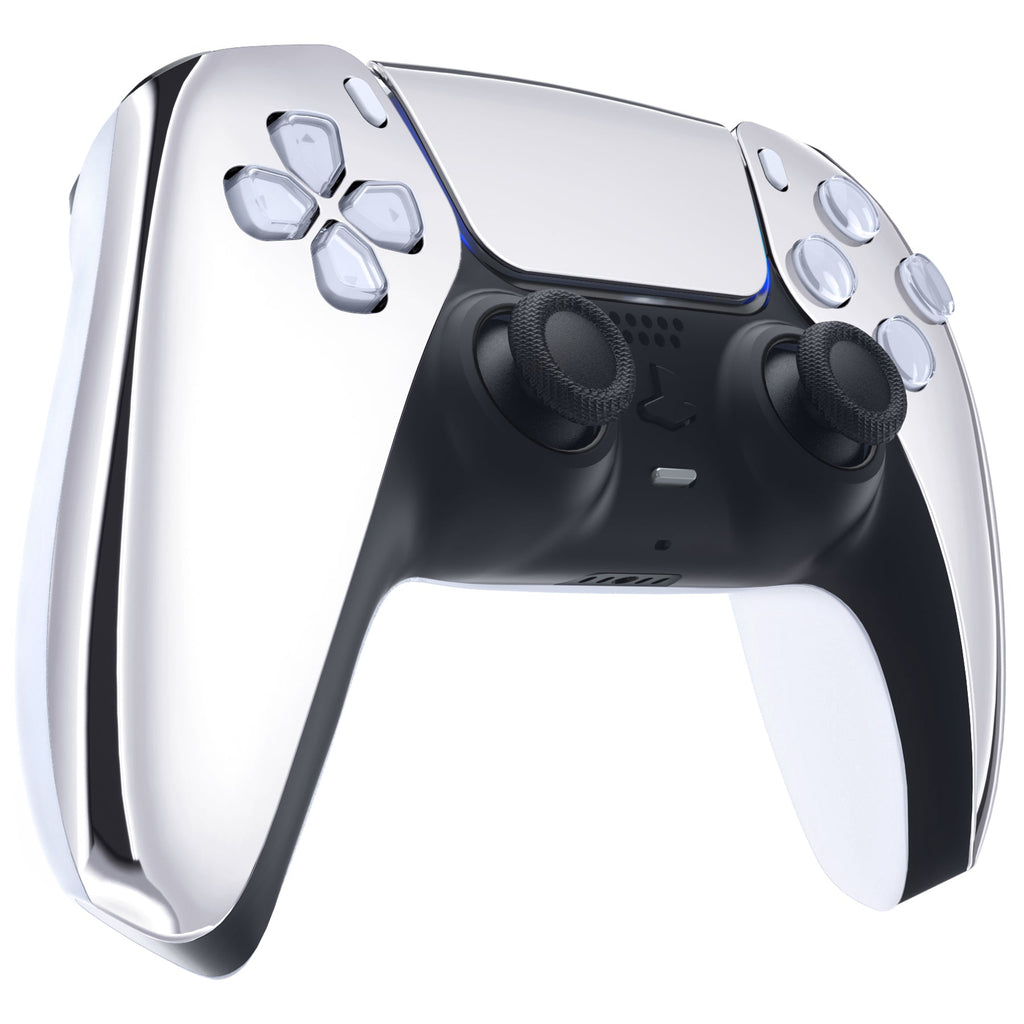 eXtremeRate Replacement Front Housing Shell with Touchpad Compatible with PS5 Controller BDM-010/020/030/040/050 - Chrome Silver eXtremeRate