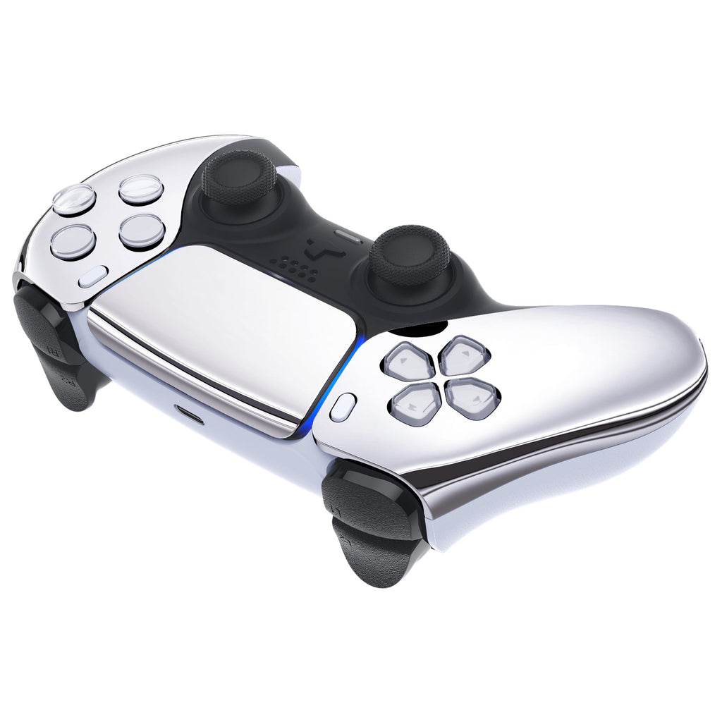 eXtremeRate Replacement Front Housing Shell with Touchpad Compatible with PS5 Controller BDM-010/020/030/040/050 - Chrome Silver eXtremeRate