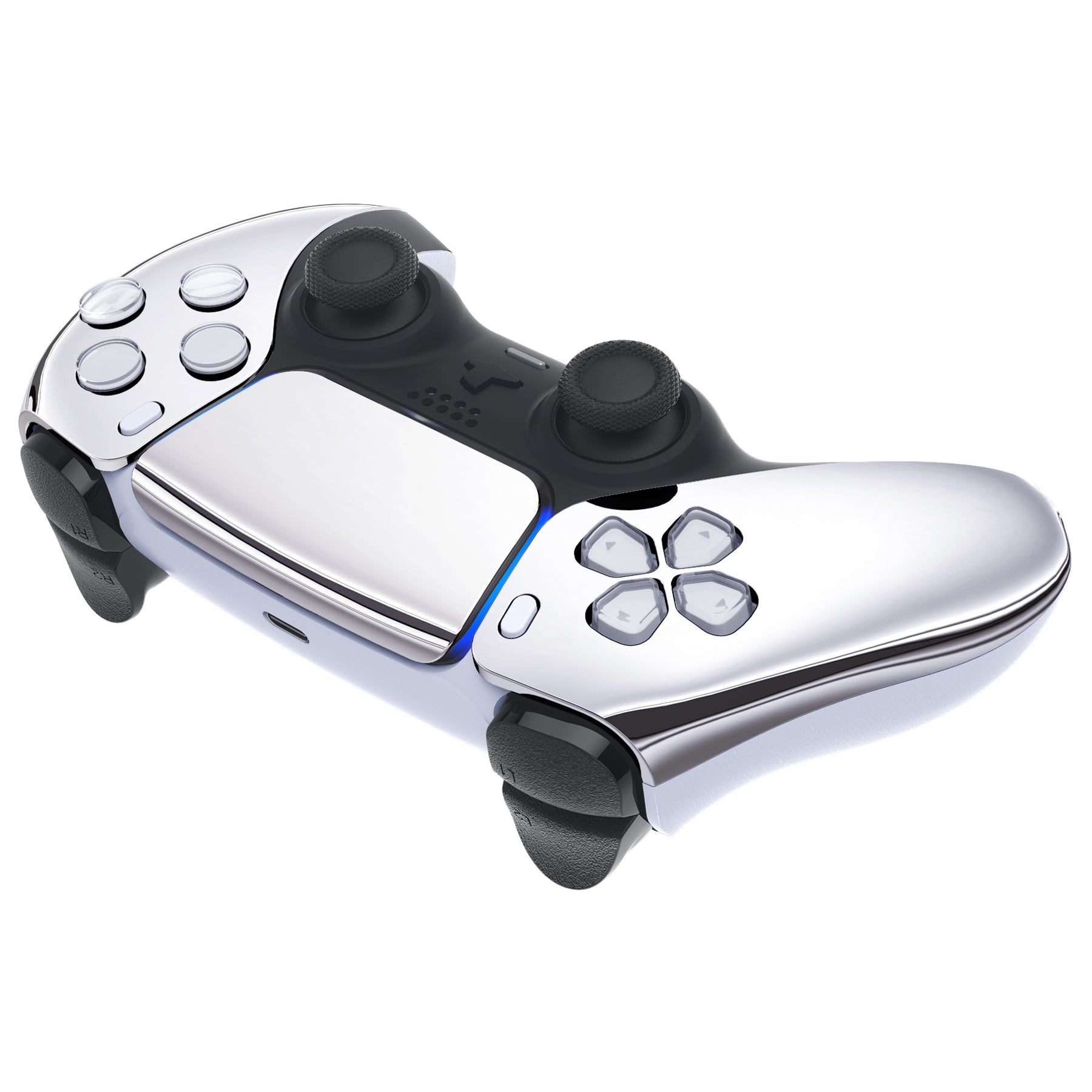 eXtremeRate Replacement Front Housing Shell with Touchpad Compatible with PS5 Controller BDM-010/020/030/040/050 - Chrome Silver eXtremeRate