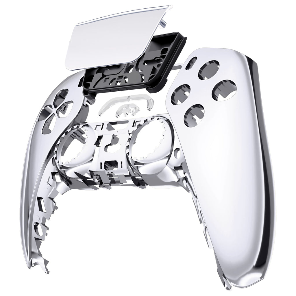 eXtremeRate Replacement Front Housing Shell with Touchpad Compatible with PS5 Controller BDM-010/020/030/040/050 - Chrome Silver eXtremeRate